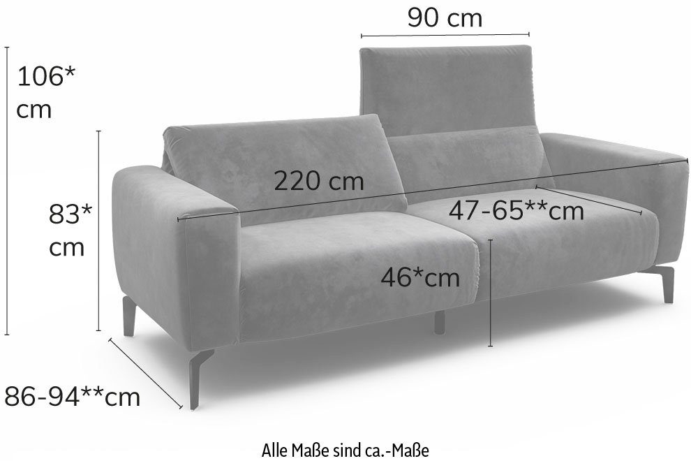 Cosy1, Sitzposition, Komfortfunktionen Sensoo 3 Sitzhärte, Sitzhöhe) 2,5-Sitzer (verstellbare
