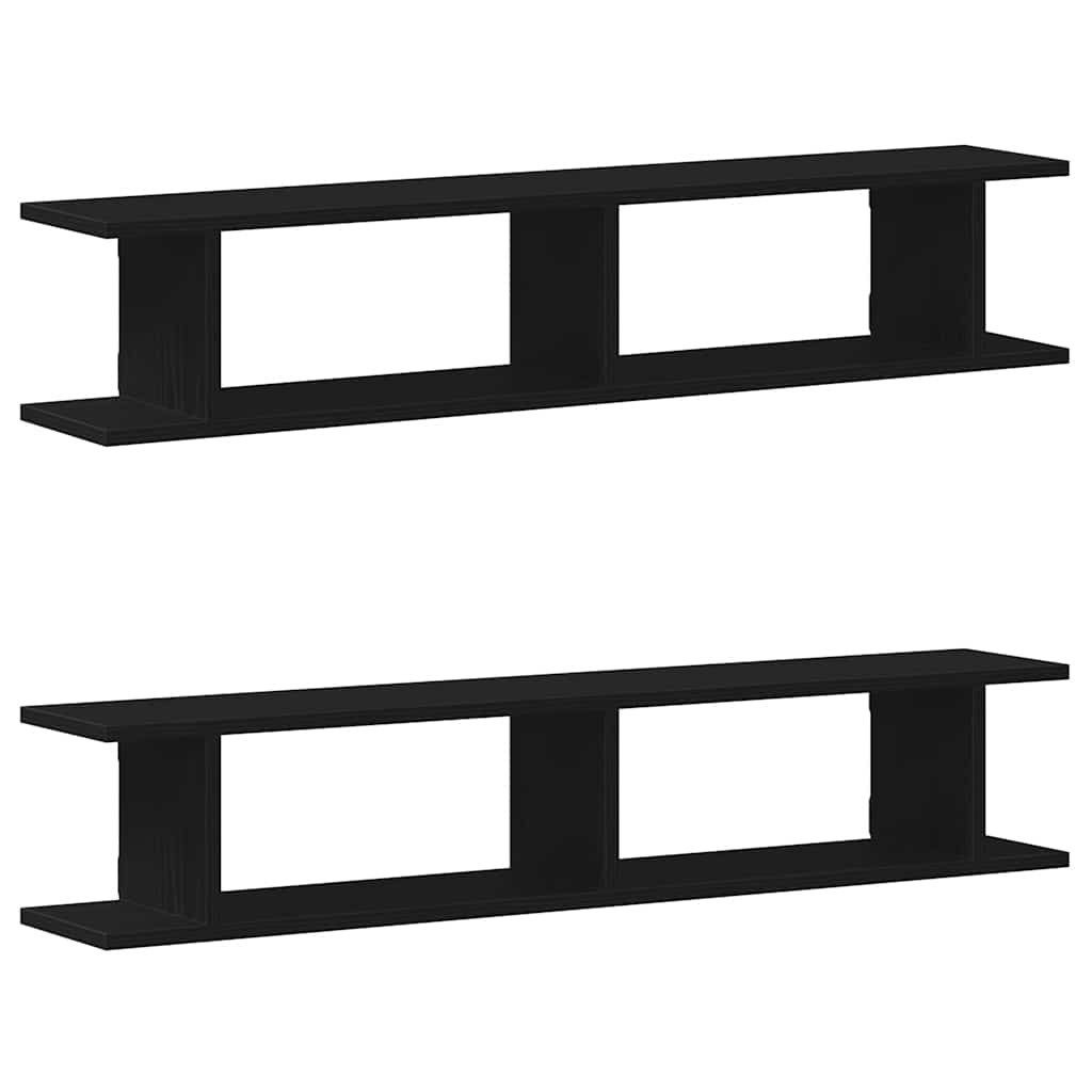 vidaXL Regal Wandregale 2Stk. Schwarz Eichen-Optik günstig online kaufen