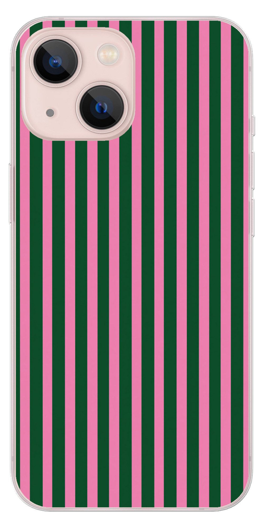 MuchoWow Handyhülle für Apple iPhone 13 mini Vertikale Streifen - Grün - Rosa, Smartphone-Bumper, Print, Handy Schutzhülle Dünn