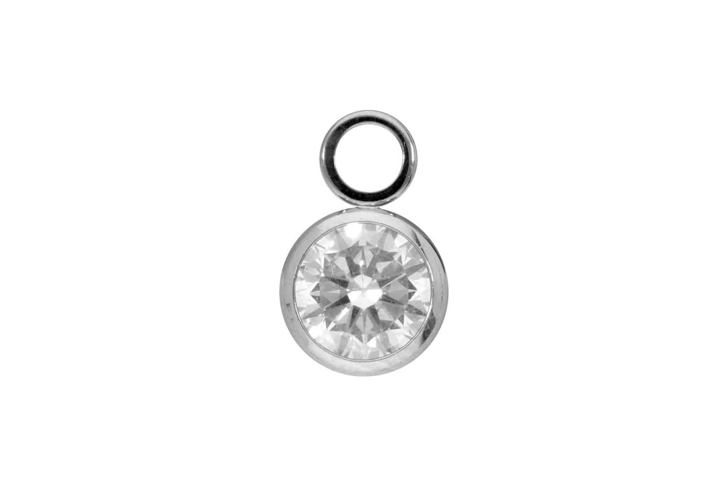 Piercing-Set Titan Anhänger für Clicker RUNDER KRISTALL