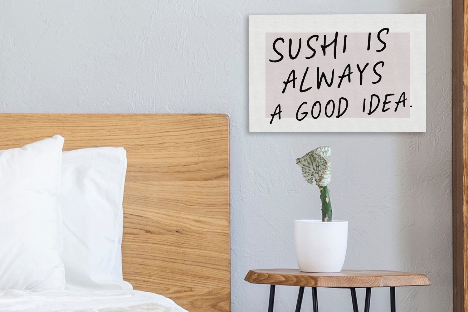 OneMillionCanvasses® Leinwandbild Zitate Aufhängefertig, 30x20 - ist gute - Essen, Wandbild Idee cm immer (1 St), Leinwandbilder, eine - Sprichwörter Sushi Wanddeko