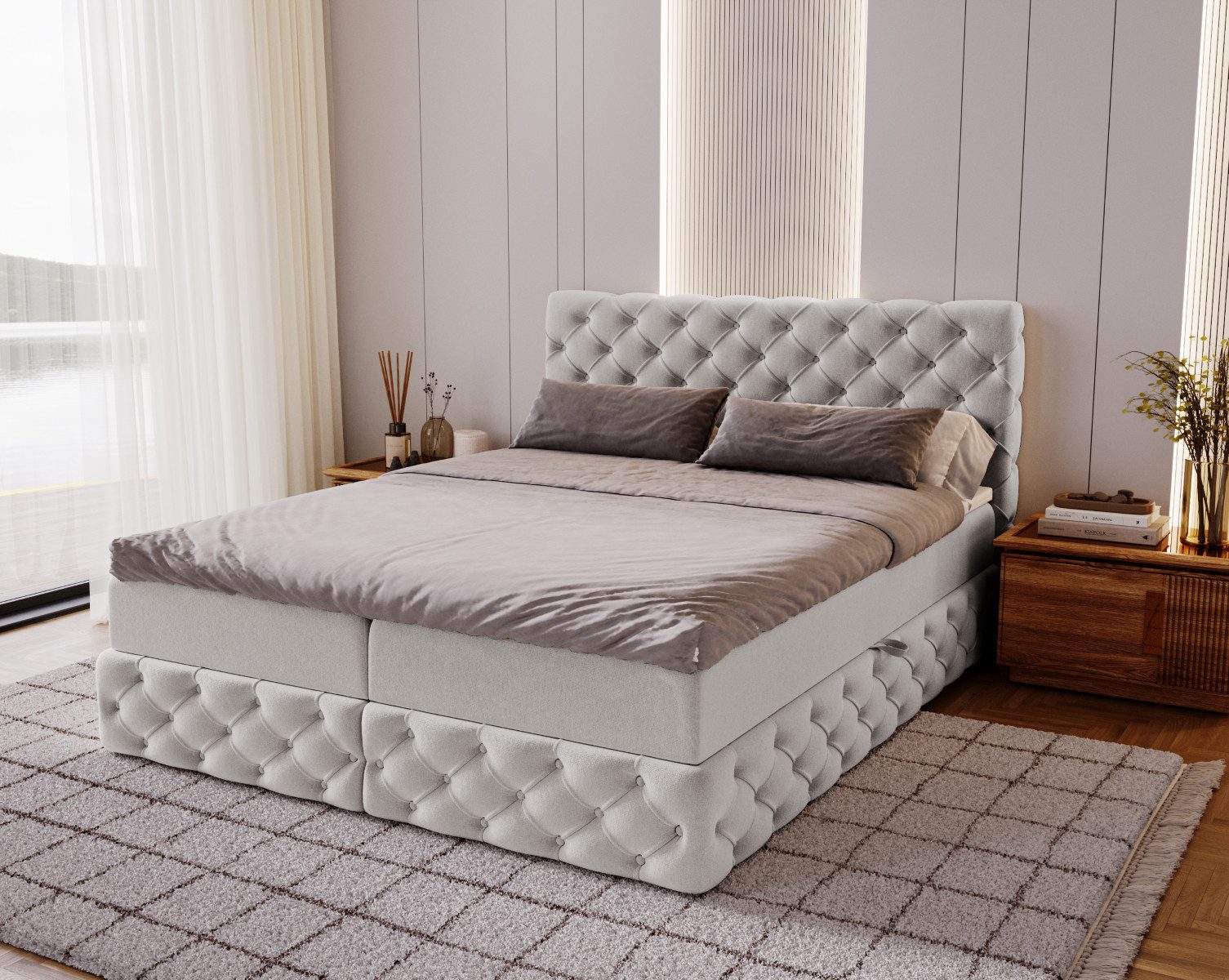 Kaiser Möbel Boxspringbett Chesterfield-Kontinentalbett Luxury Stoff günstig online kaufen