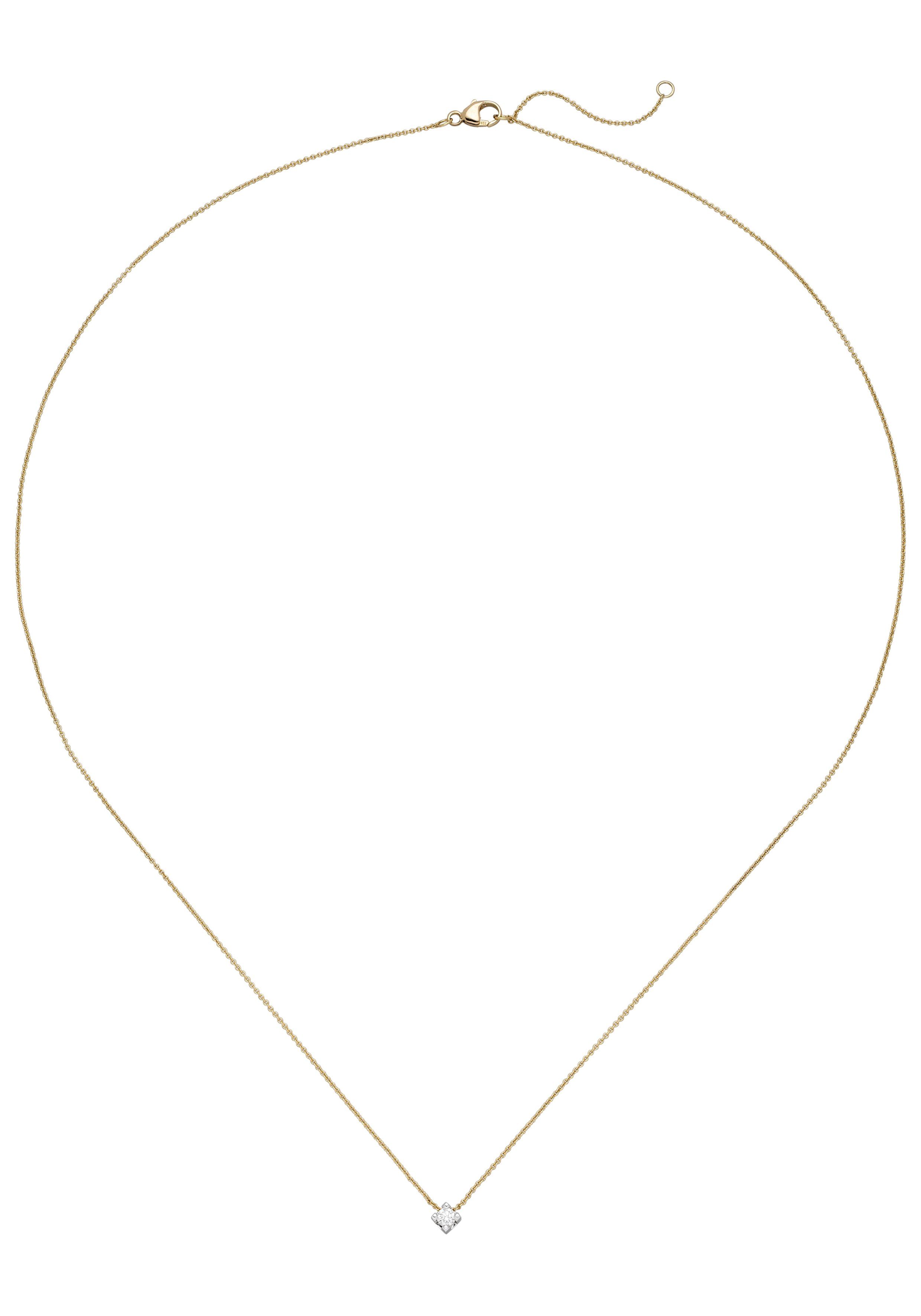 JOBO Goldkette Solitär, 750 Gold bicolor mit 1 Diamant 45 cm