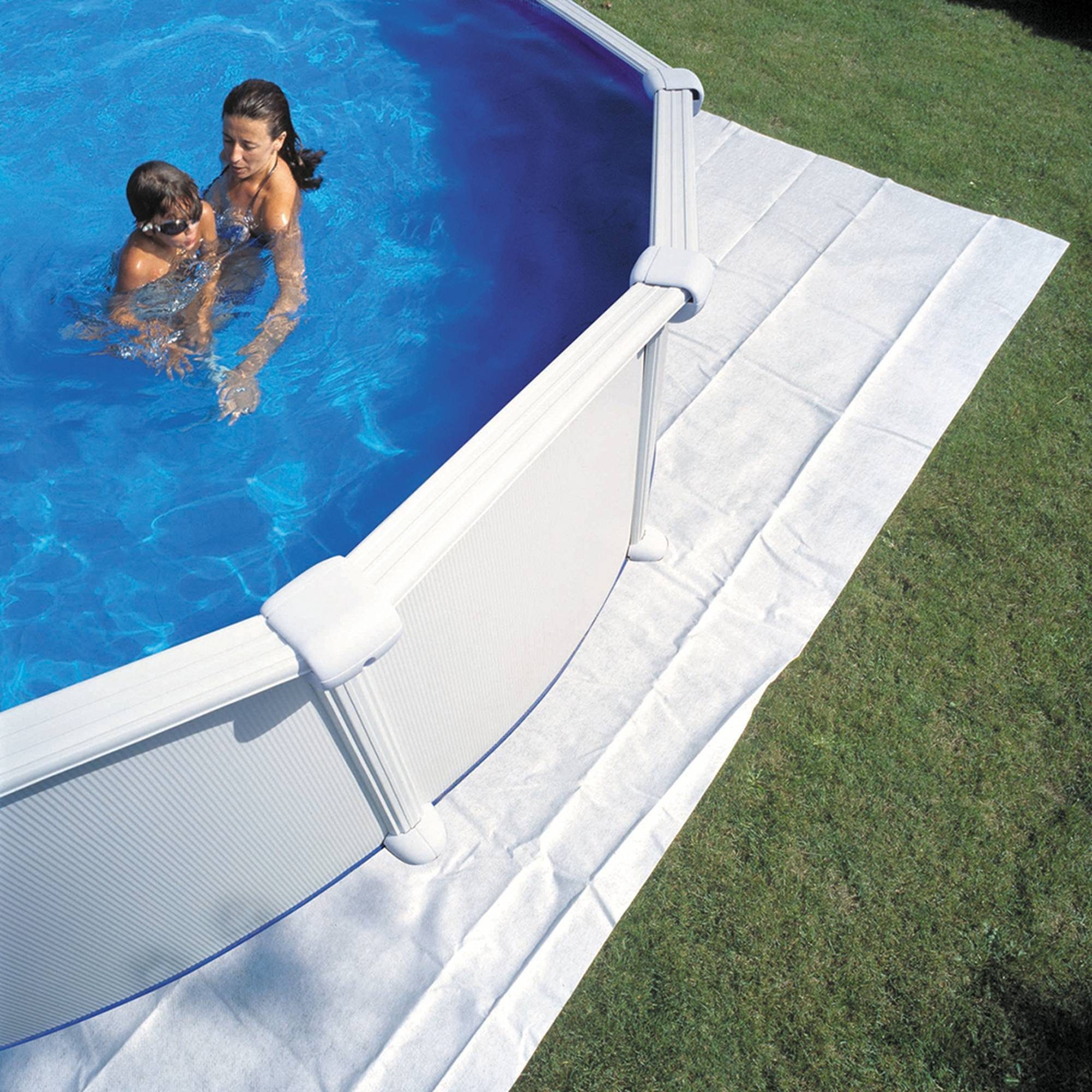 SUMMER FUN Pool-Bodenschutzfliese Extra Bodenschutzvlies für 600 x 320 cm Ovalform-P, Komplett-Set