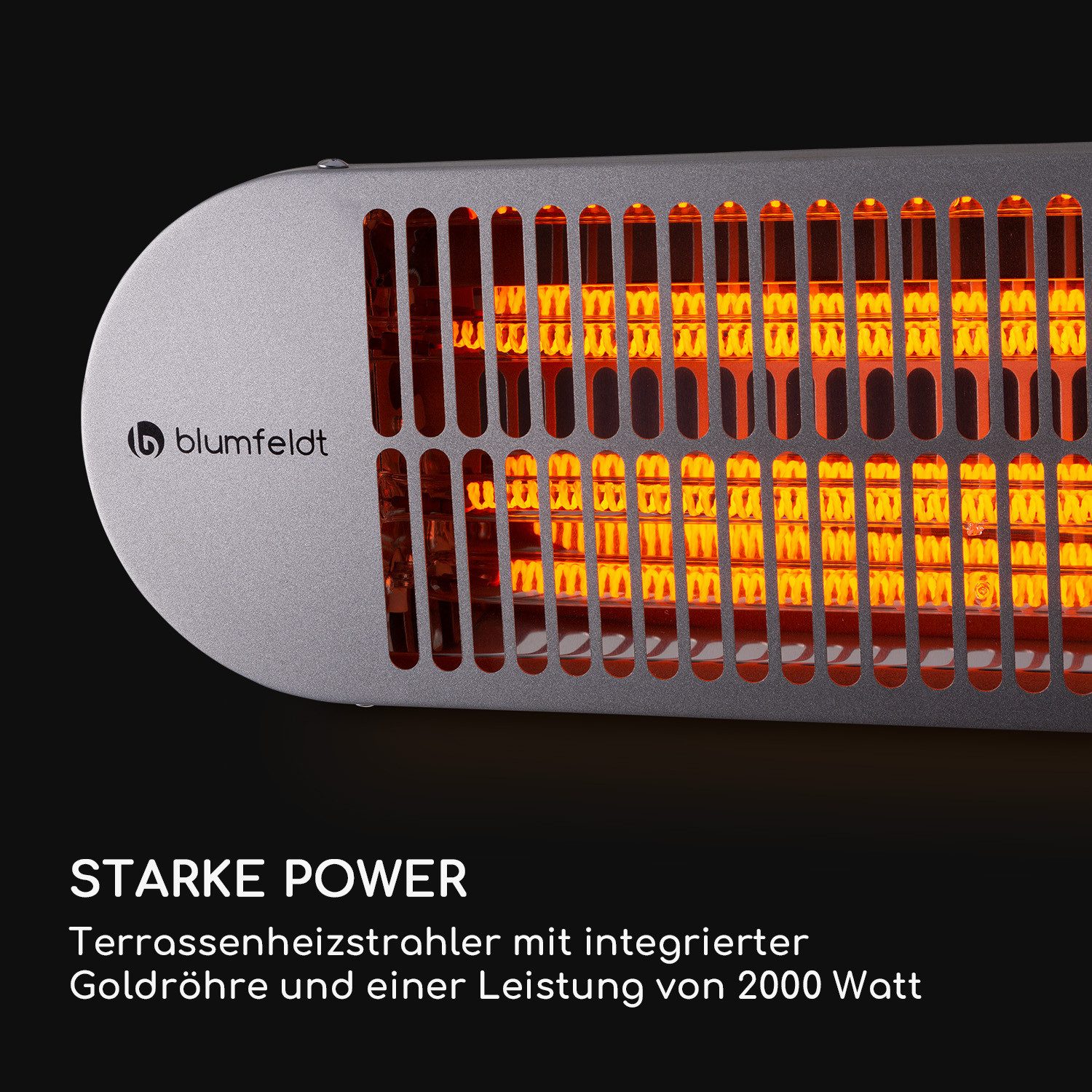 blumfeldt Terrassenstrahler Gold Bar 2000 Swing, Infrarot Heizstrahler Terrasse Wand Terrassenheizstrahler IR Strahler – Bild 5 von 5