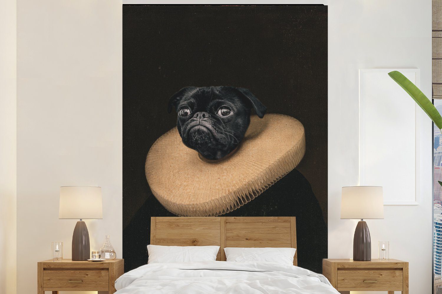 MuchoWow Fototapete Alte Meister - Ölgemälde - Hund, Matt, bedruckt, (3 St), Montagefertig Vinyl Tapete für Wohnzimmer, Wandtapete