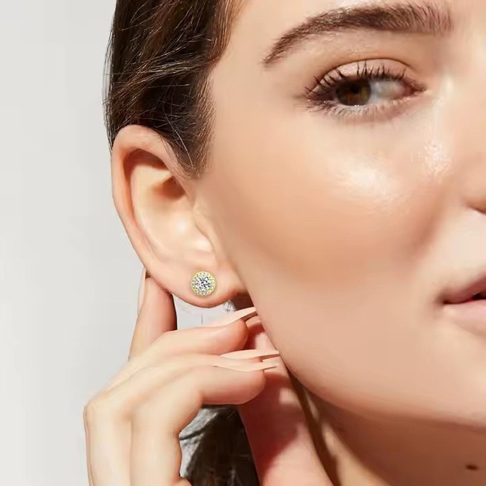 Runde Perlé Paar Ohrstecker elegante runde Moissanite Ohrstecker, 925er Sil günstig online kaufen