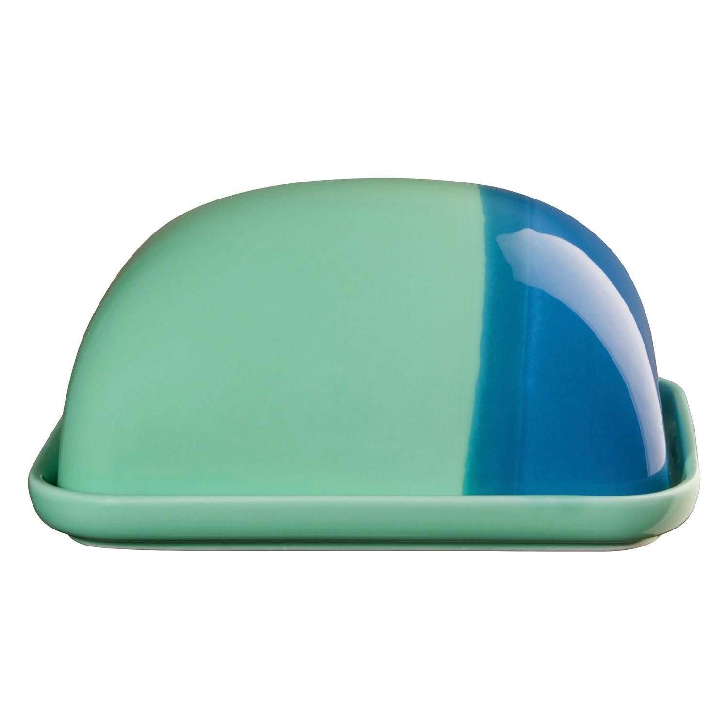 ASA SELECTION Butterdose Butterdose JOY, 15,5 x 12,5 cm, Grün, Blau, Porzellan, (1-tlg), Porzellan