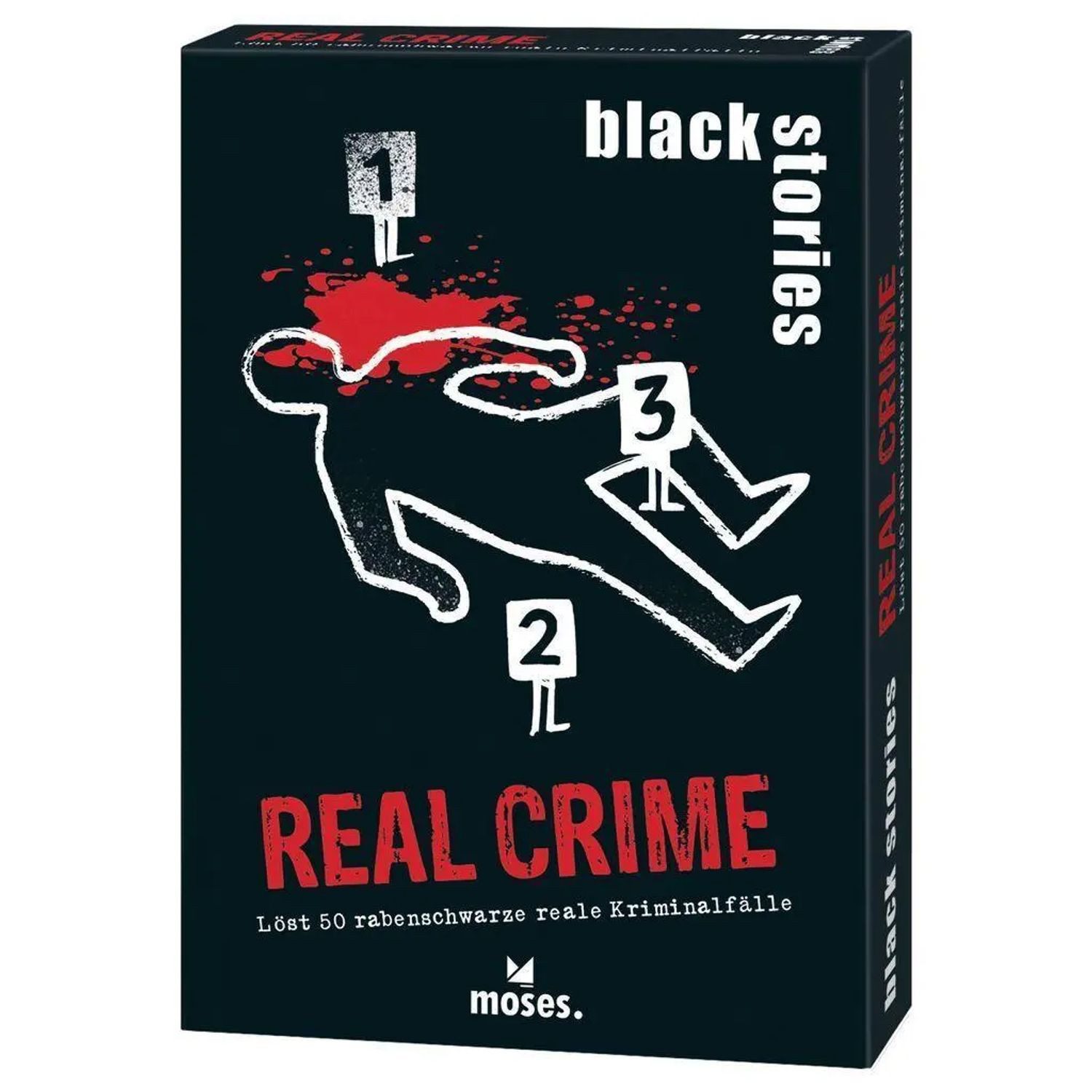 Moses. Verlag Spiel black stories Real Crime