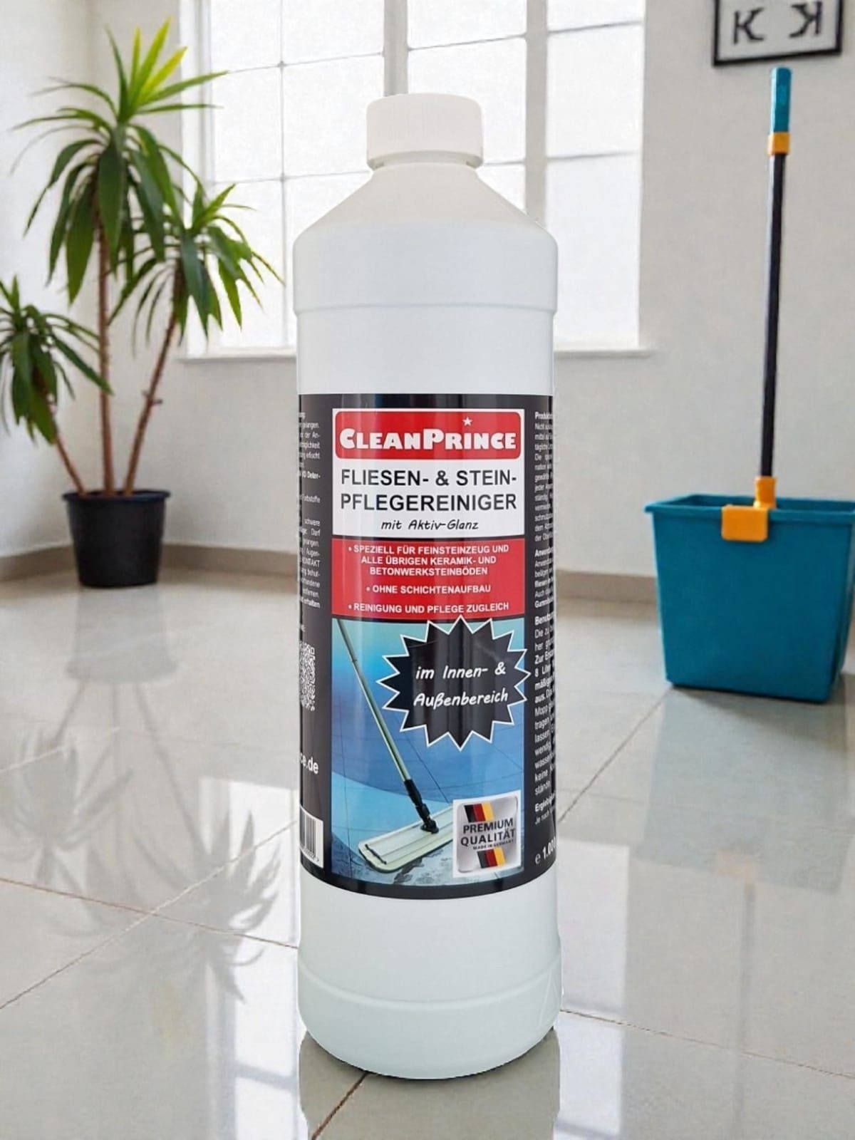 CleanPrince Fliesen- und Stein Pflegereiniger CP100030 Fliesenreiniger Steinbodenreiniger (mit Aktivglanz, für Innen und Außen)