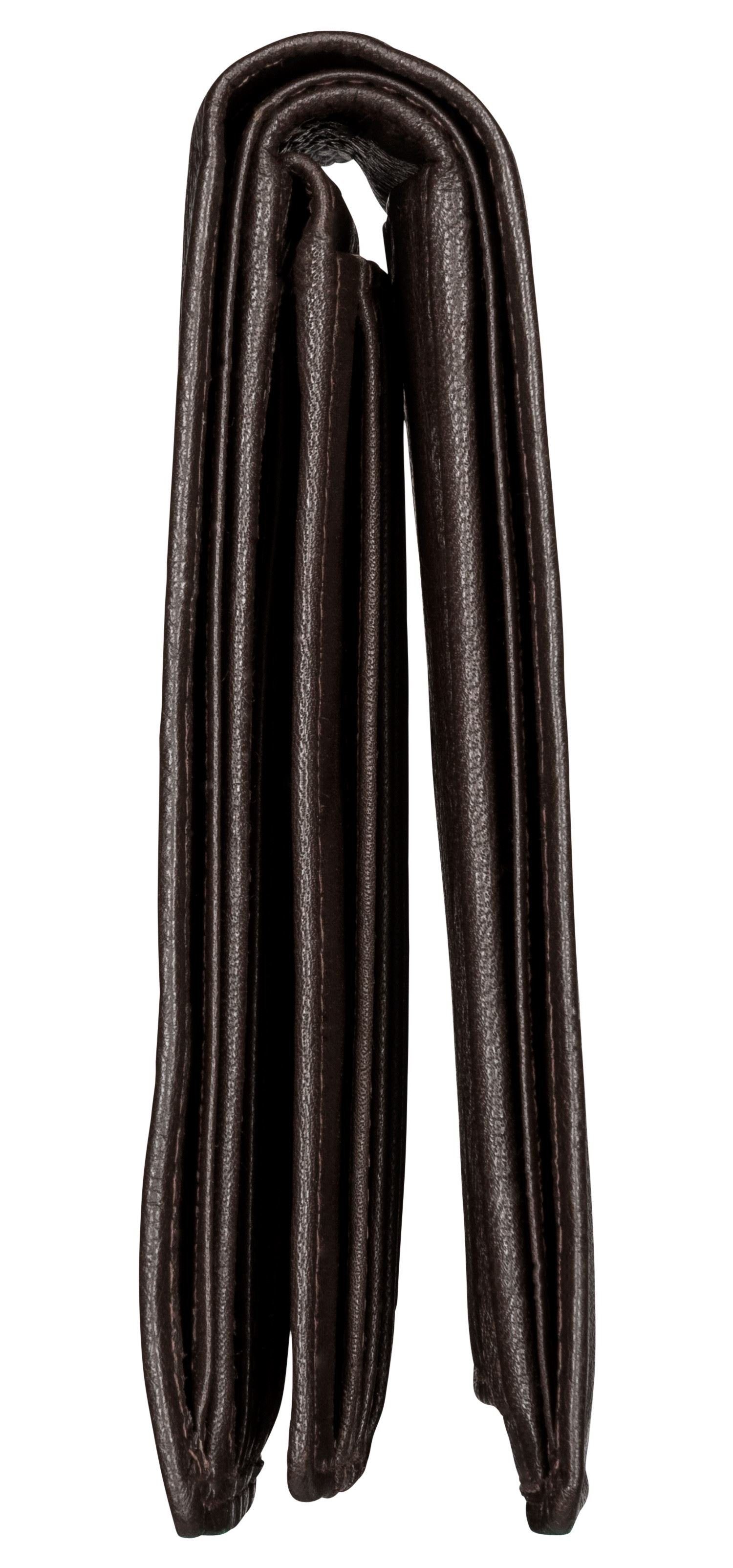 Red Baron Geldbörse Geldbeutel Leder Braun RB-WT-006-08, Kreditkartenfächer, Netzfach, Münzfach mit Druckknopf