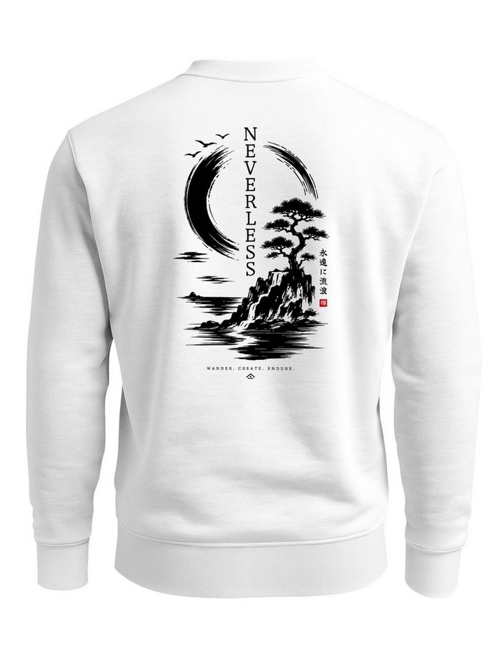 Neverless Sweatshirt Herren Sweatshirt mit Rückenprint - Spirit of Japan - Regular Fit