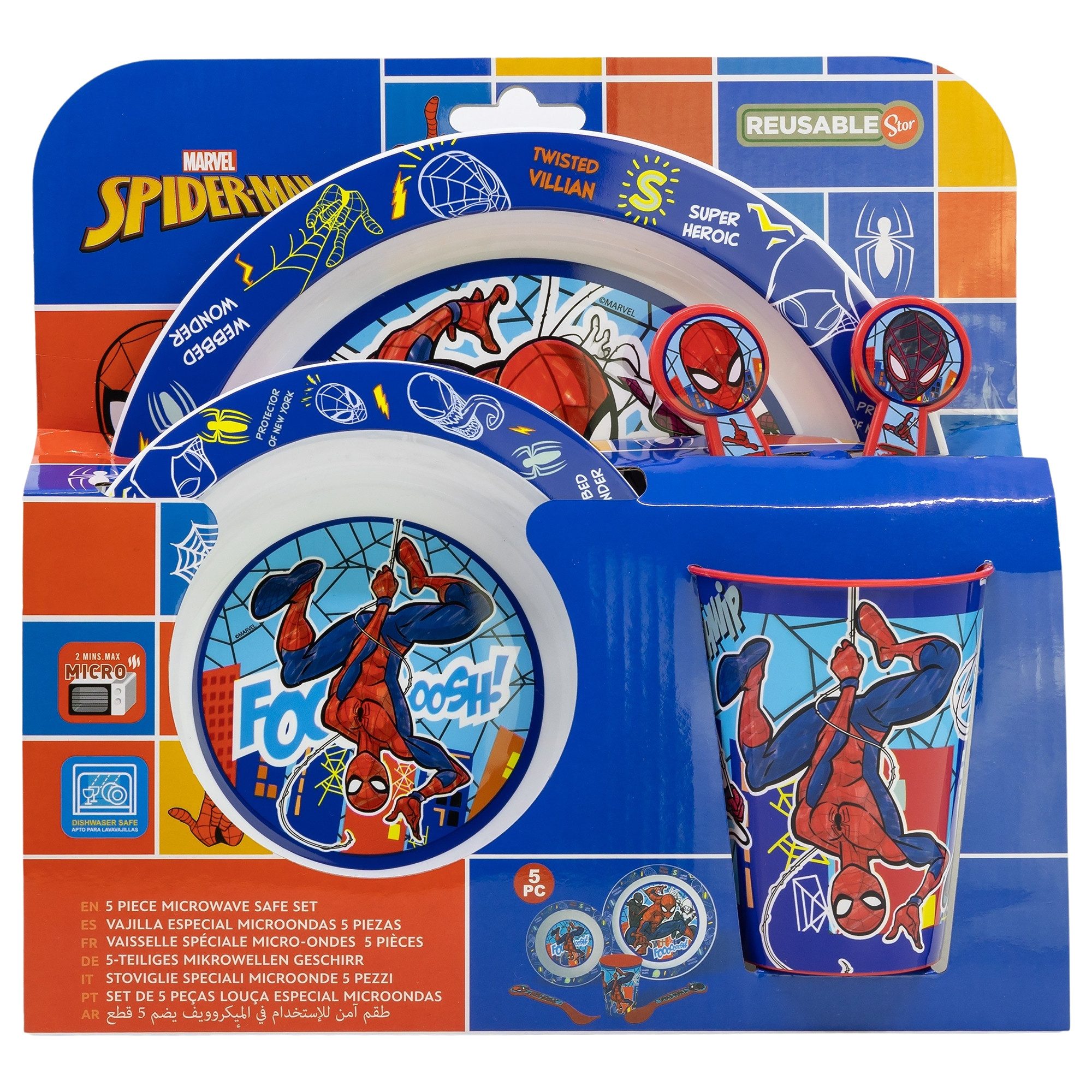 MARVEL Kindergeschirr-Set Marvel Spiderman Kinder Geschirr-Set 5 teilig Becher Teller Schüssel (5-tlg), 1 Personen