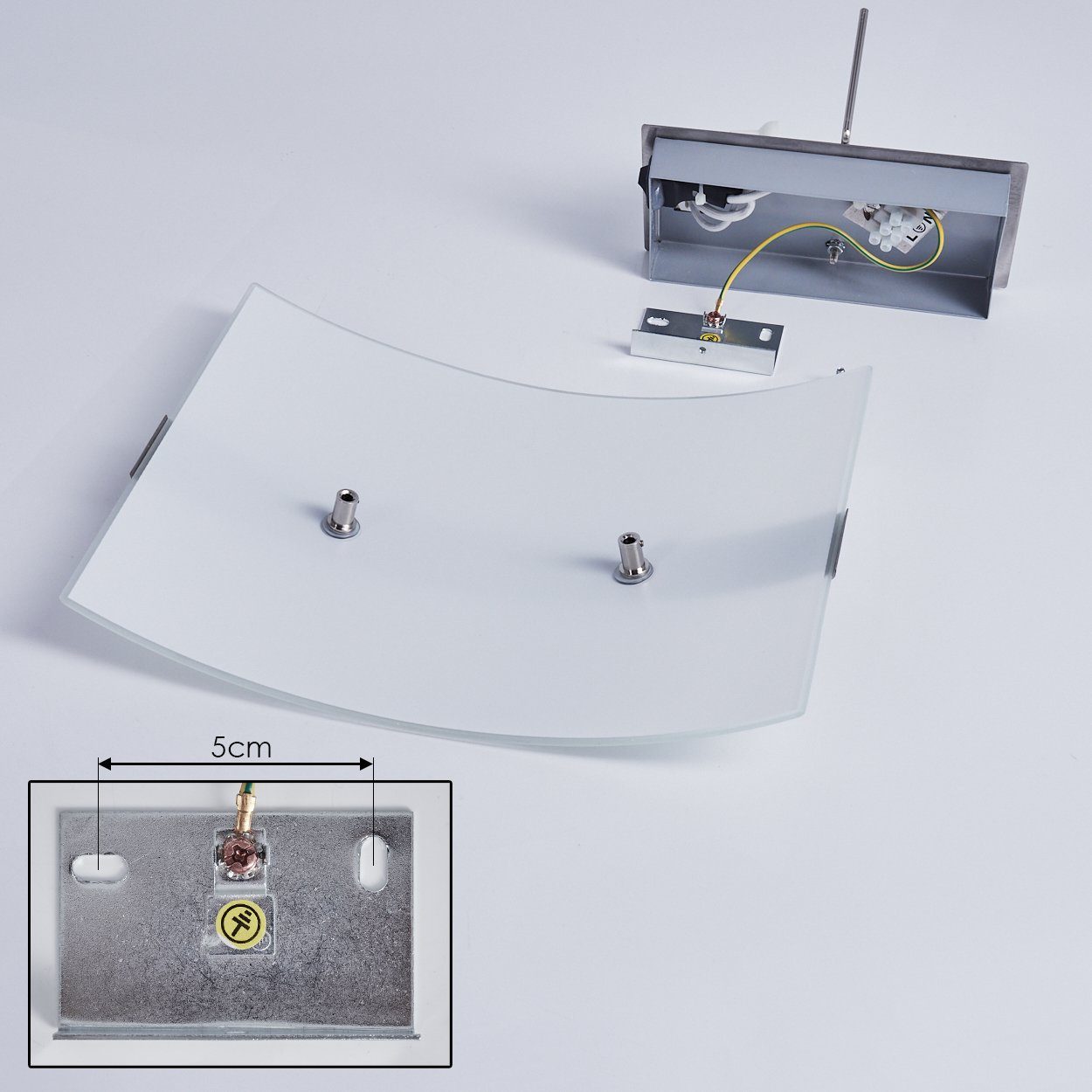 hofstein Wandleuchte »Cusighe« Wandlampe aus Glas/Metall in Stahl gebürstet, ohne Leuchtmittel, 2800 Kelvin, Wandspot m. Up&Down-Effekt, 1xE27, m. Lichteffekt – Bild 5 von 5