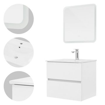 ML-DESIGN Badezimmer-Set Spiegelschrank mit Unterschrank, Weiß 61x46,5x53,5cm aus MDF mit Spiegel