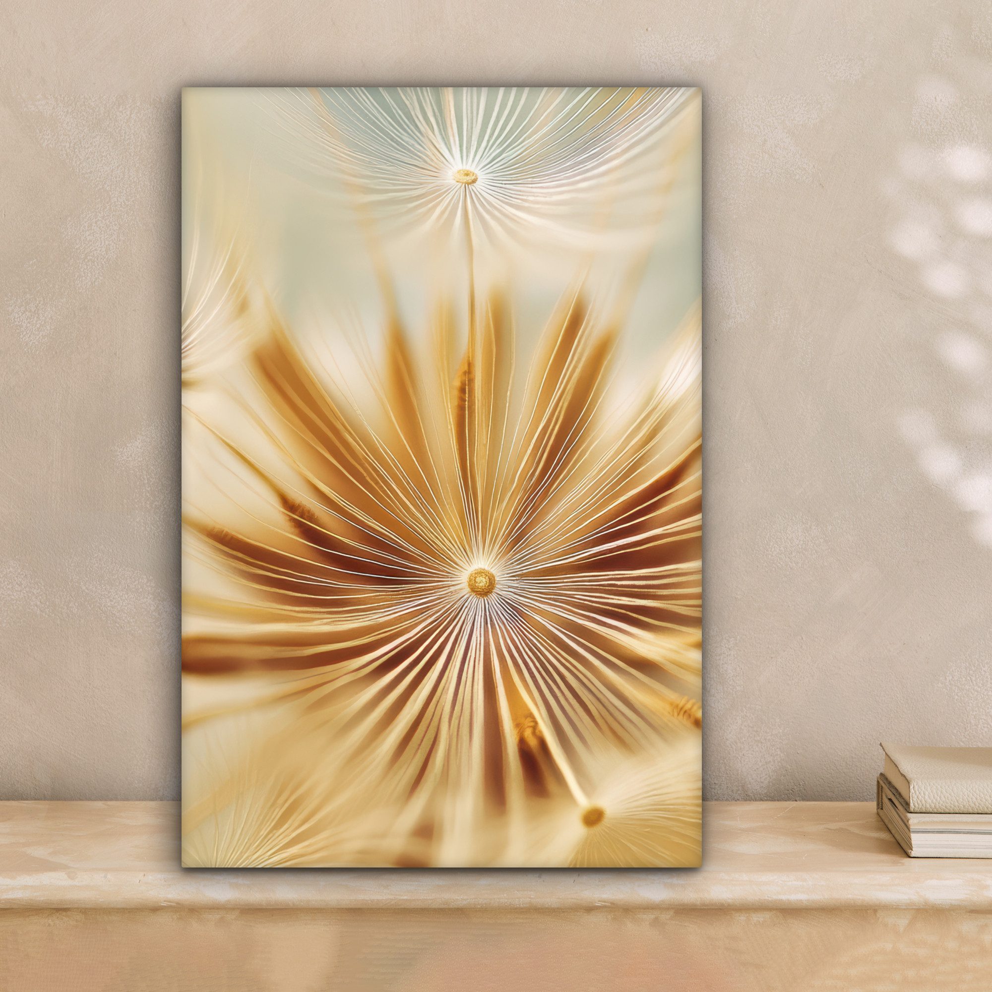 OneMillionCanvasses® Leinwandbild Löwenzahn - Beige - Abstrakt - Modern - Natur, Fotodruck (1 St), Leinwand Canvas Wandbild, Wanddekoration 20x30 cm