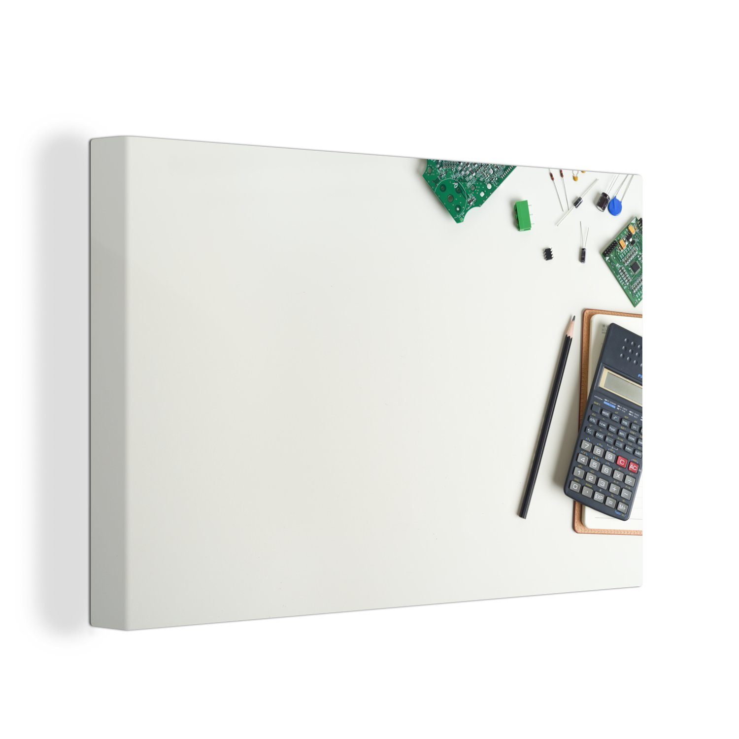 OneMillionCanvasses® Leinwandbild Ein fehlerhafter Taschenrechner, (1 St), Wandbild Leinwandbilder, Aufhängefertig, Wanddeko, 30x20 cm