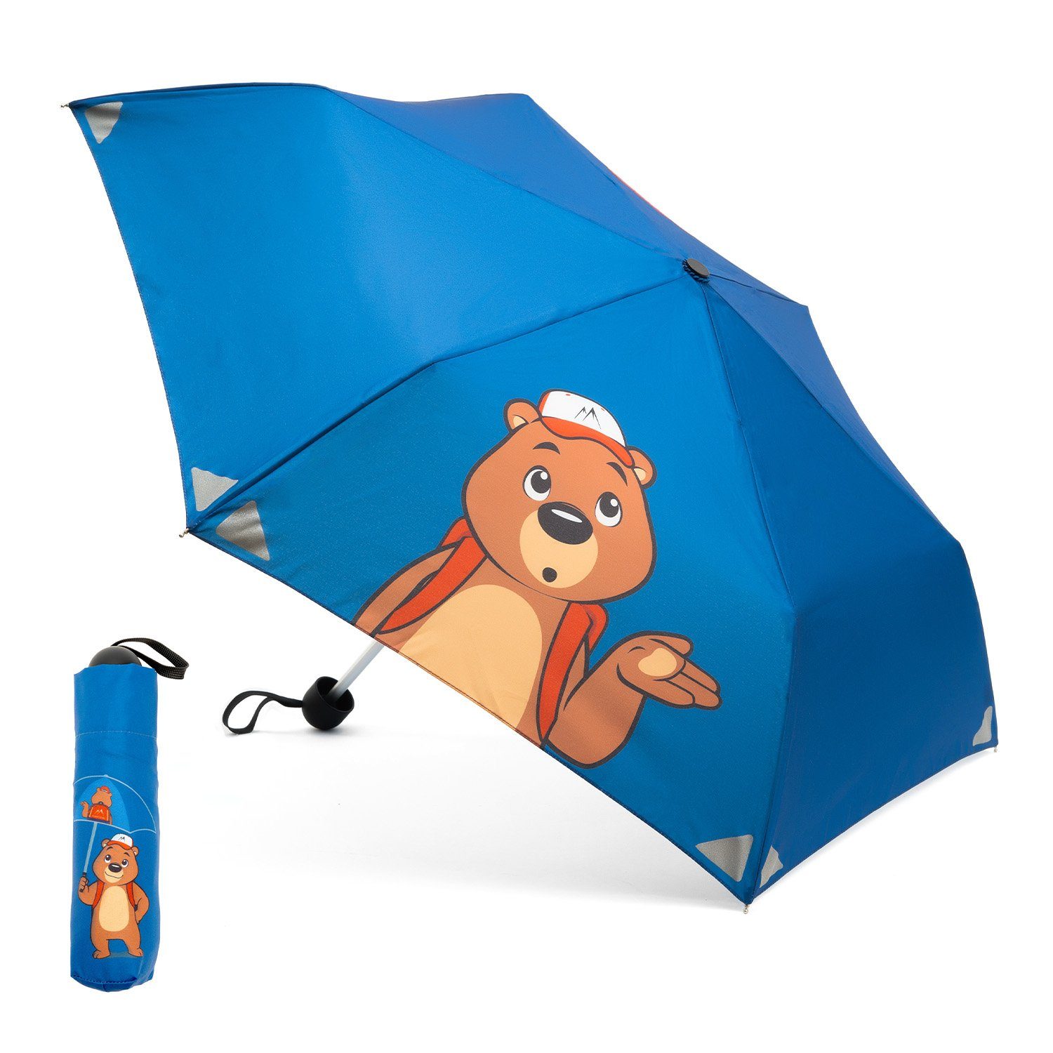 Monte Stivo Regenschirm-Wanderstock Votna Kinderregenschirme 90 cm ? Reflektoren faltbar Blau | Kinder-Regenschirme