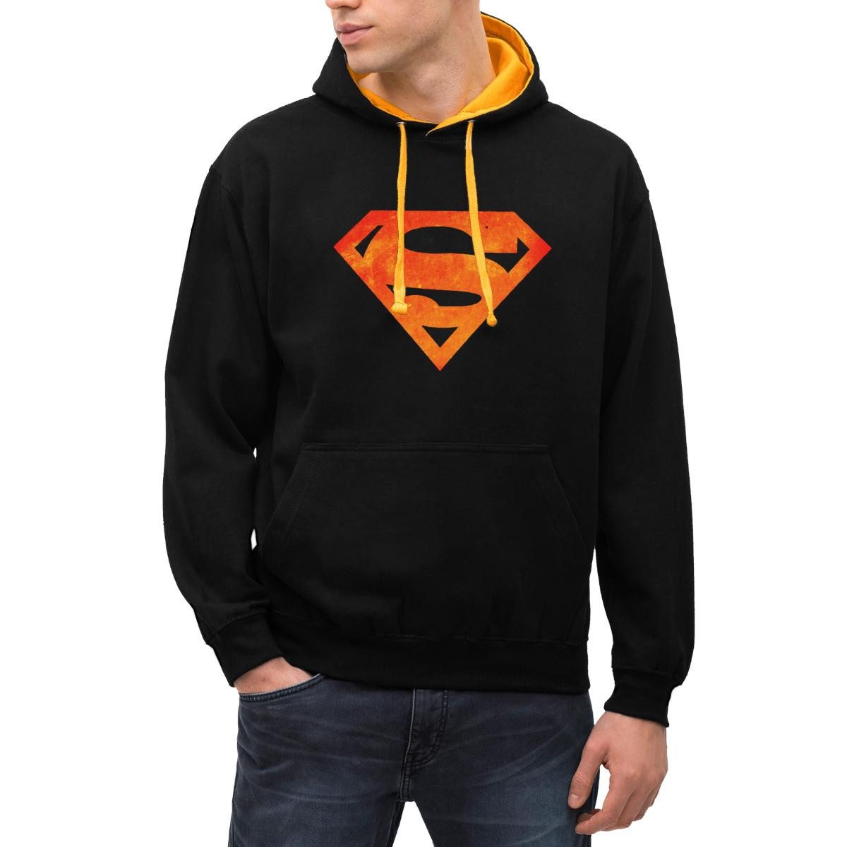 Hoodie DC Comics Justice League Superman Logo Unisex Kontrast Hoodie