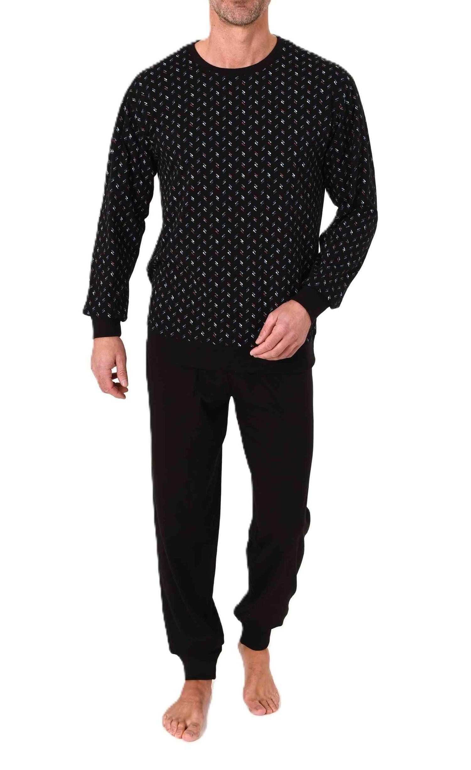 Pyjama Normann Herren langarm Schlafanzug mit Bündchen in edler Optik