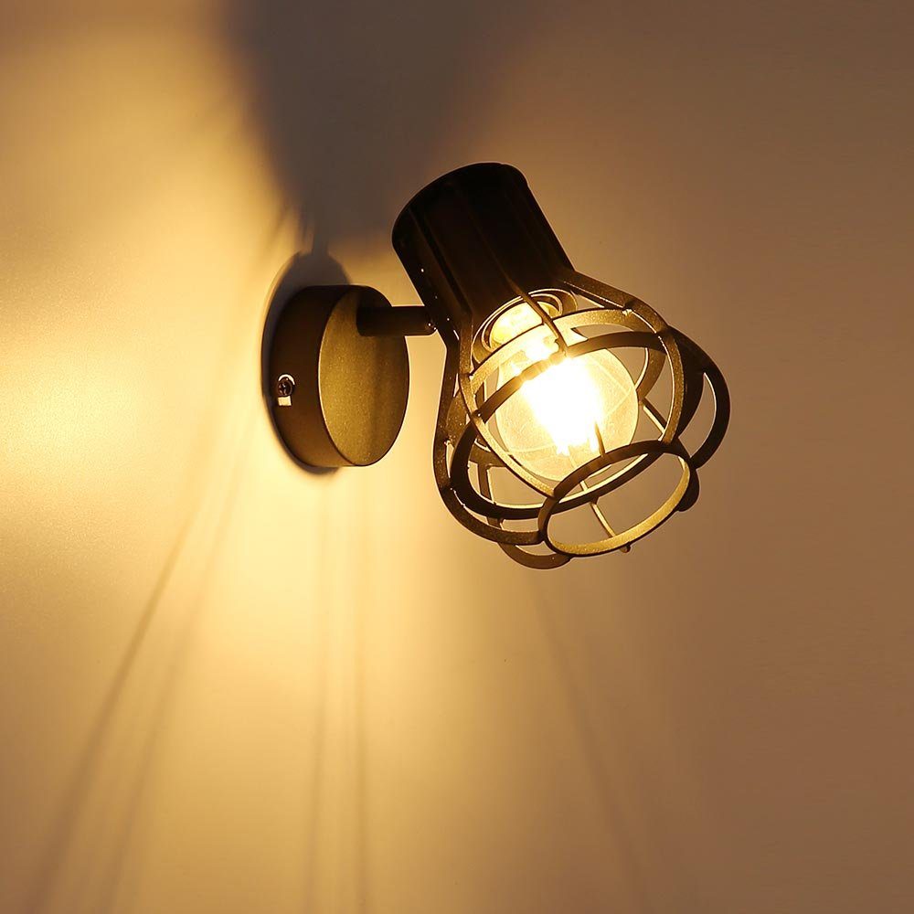 Leuchtmittel Wandleuchte, etc-shop Spot LED Lampe Wand inklusive, Strahler Gitter Warmweiß, Spot Wohn Zimmer