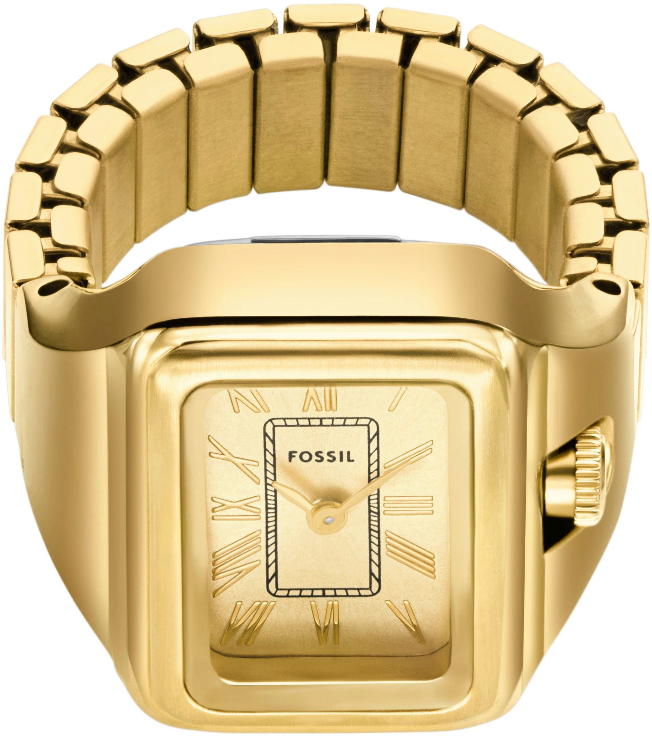Fossil Quarzuhr RAQUEL WATCH RING ES5343, Quarzuhr, Damenuhr, analog, Edelstahl, Flexband, Zugband