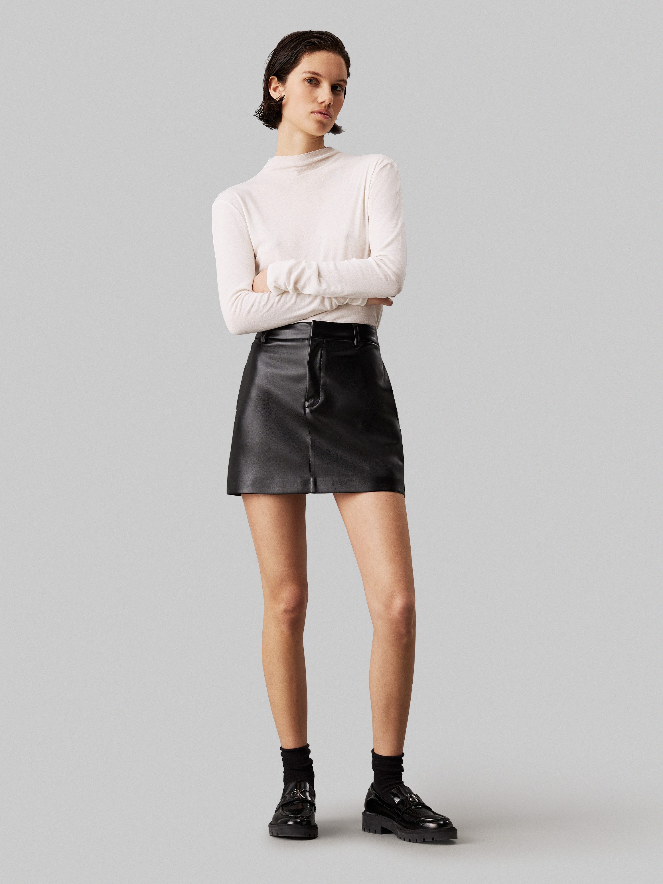 A-Linien-Rock FAUX LEATHER A-LINE MINI SKIRT