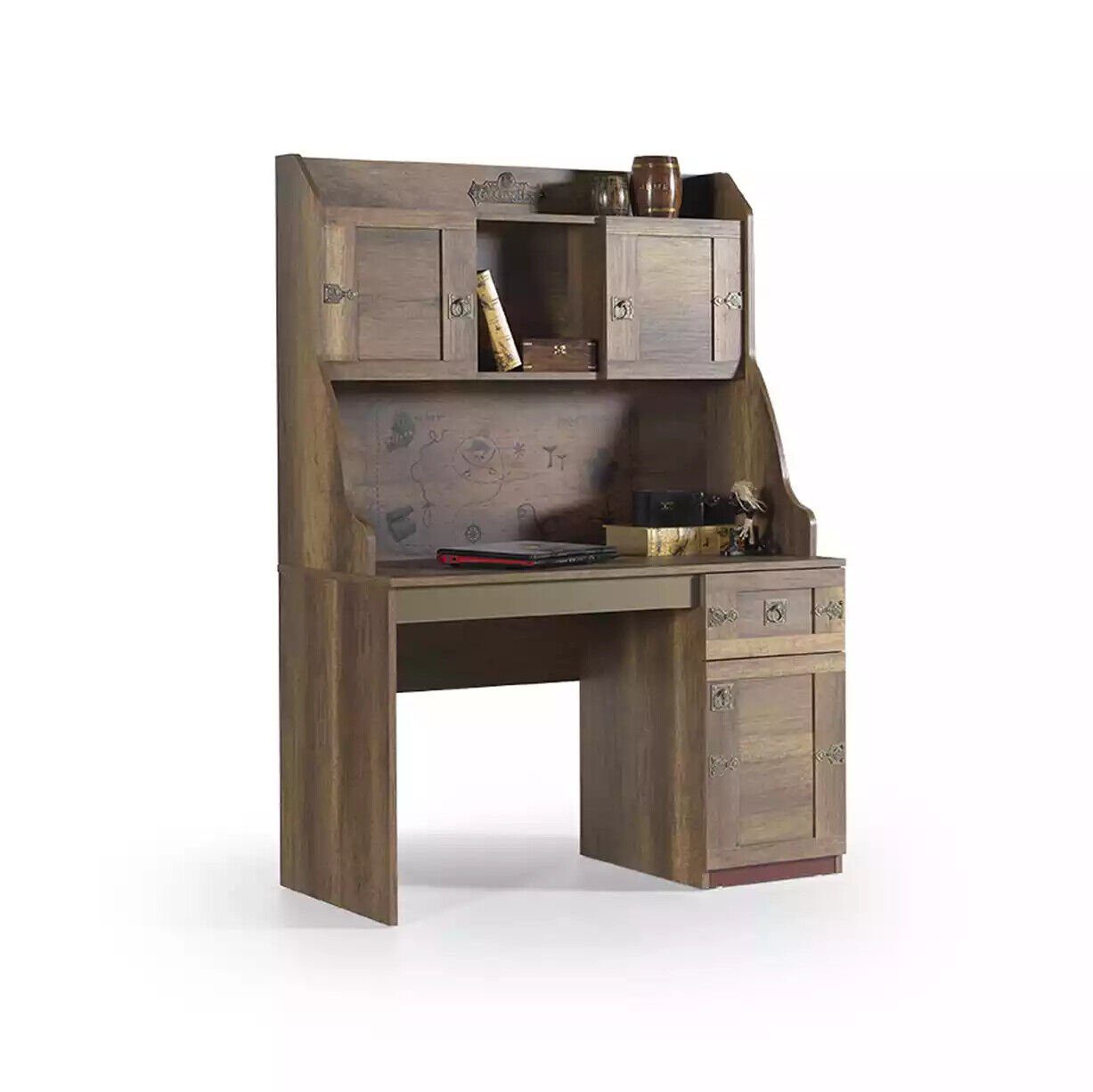 Schreibtisch Set Bücherregal), Schreibtisch in Garnitur Holz Schreibtisch JVmoebel Europe + Bücherregal Braun Kinderzimmer (2-St., Made