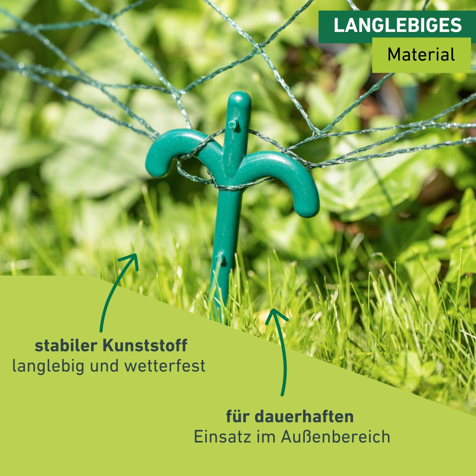 Windhager Gartenvlies Vielzweckstäbe universell einsetzbar, 10 Stk., (Packung, 10-St), Erdspieß für Folien und Vlies, 25 cm, grün