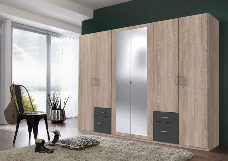 freiraum Drehtürenschrank Freiburg in EICHE SAEGERAU + GRAPHIT - 270x208x58cm (BxHxT)