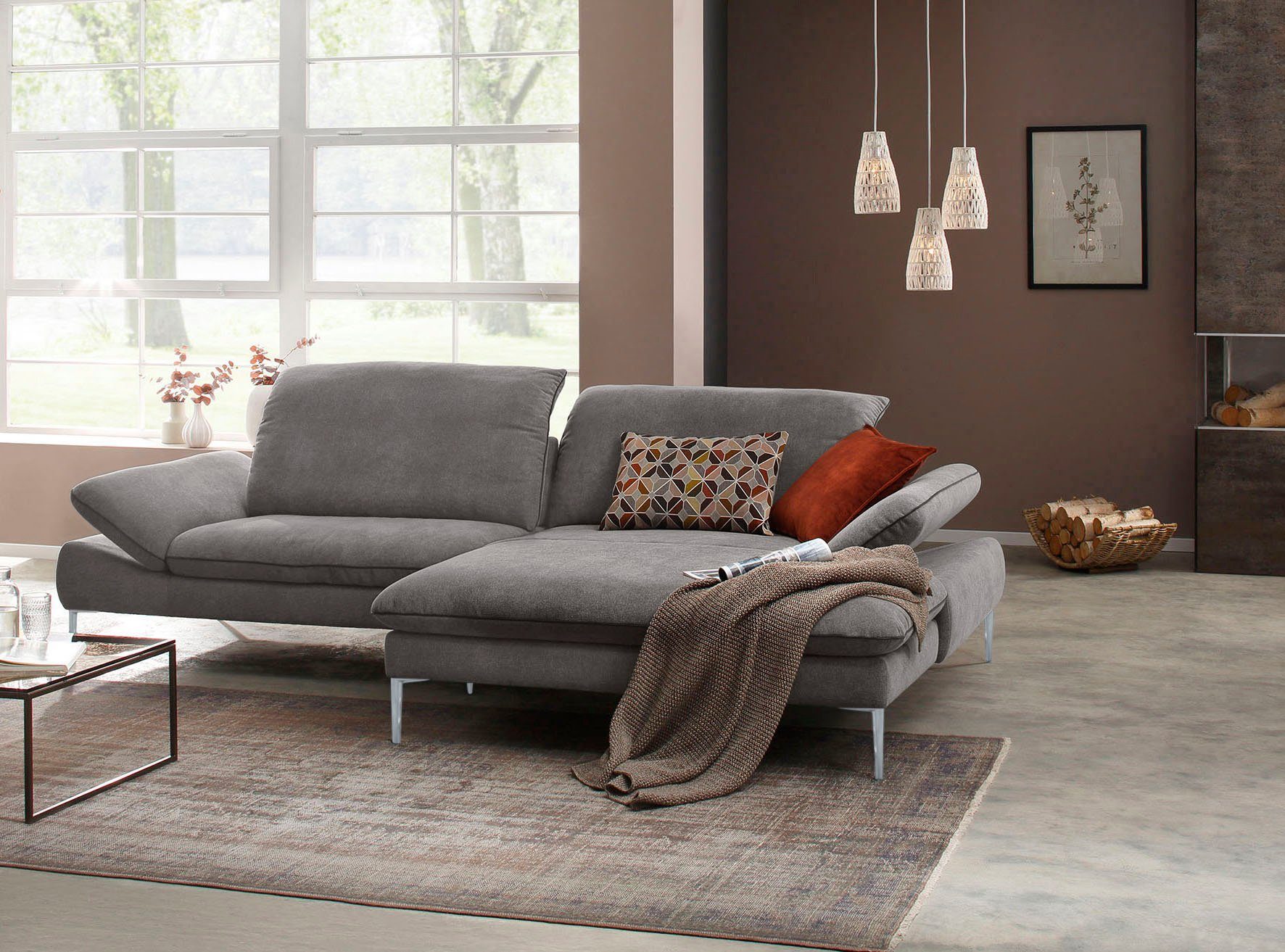 W.SCHILLIG Ecksofa enjoy&MORE, mit tollem Sitzkomfort, elegant und bequem, L-Form, mit Sitztiefenverstellung, Füße silber matt, Breite 294 cm