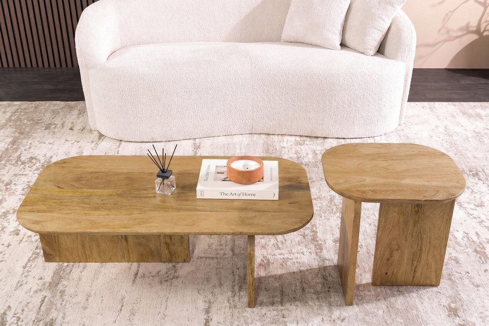 riess-ambiente Couchtisch GATSBY 100cm braun - Mangoholz, honey finish, flexibel, Scandi, Boho (Set, 2-St), Modulare Beistelltische - ideal für Wohn- & Schlafzimmer oder TV-Ecke