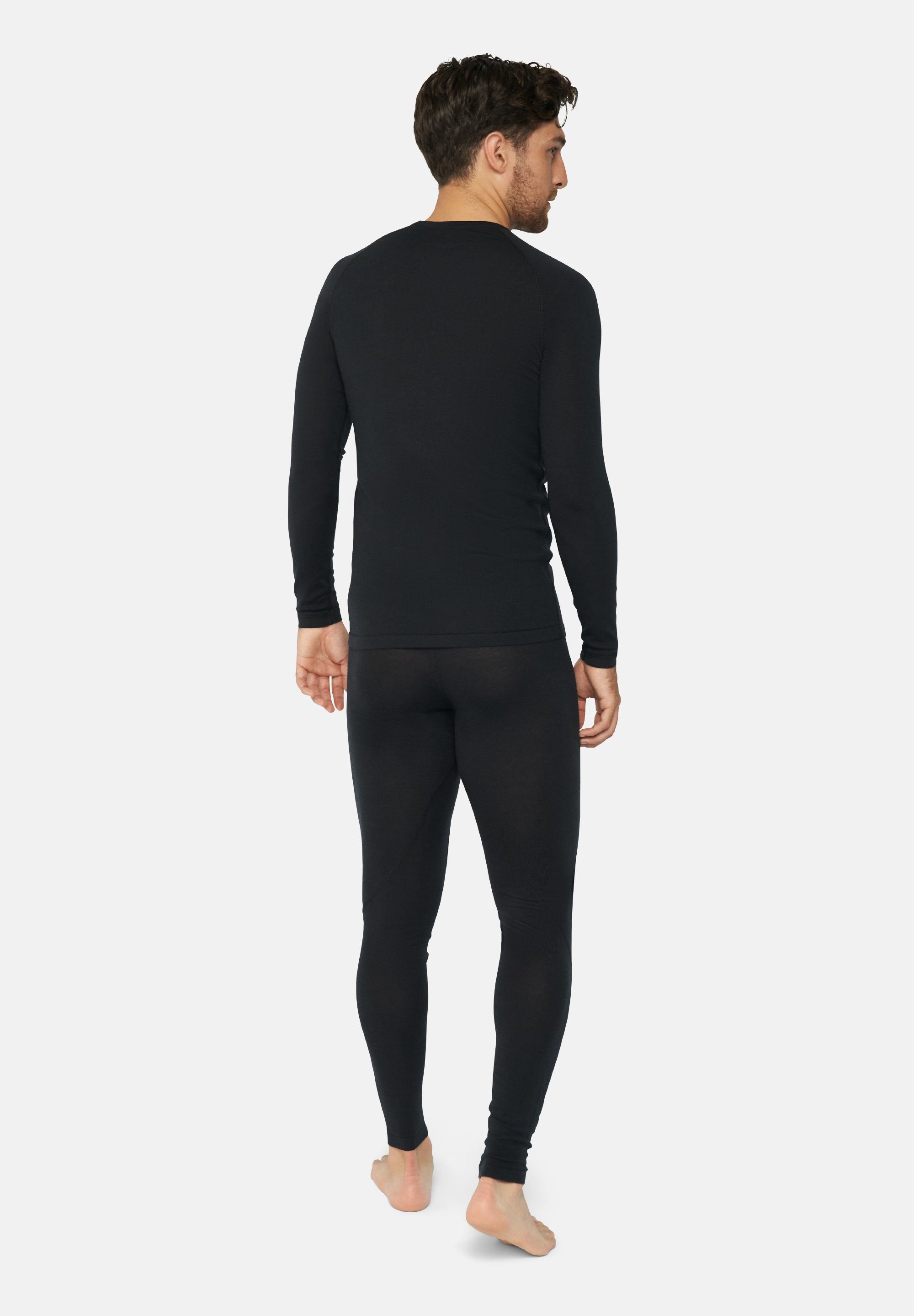 Thermo-Unterwäsche für Set & Herren DANISH Shirt schwarz Hose, Merino Thermounterhemd Temperaturregulierend Langarm ENDURANCE