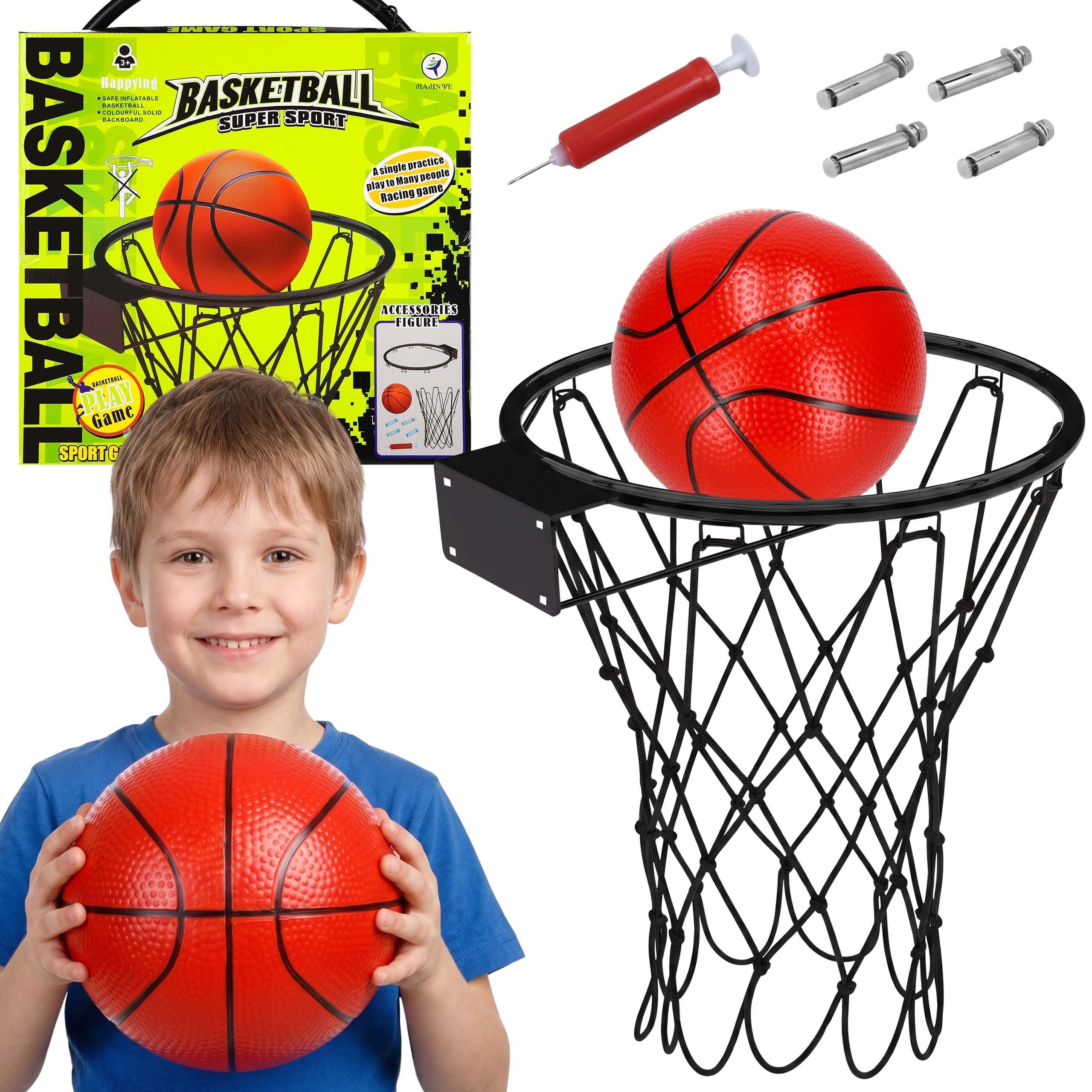 Basketballkorb Basketball-Set mit Korb, Netz, Metallring, Ball und Luftpumpe