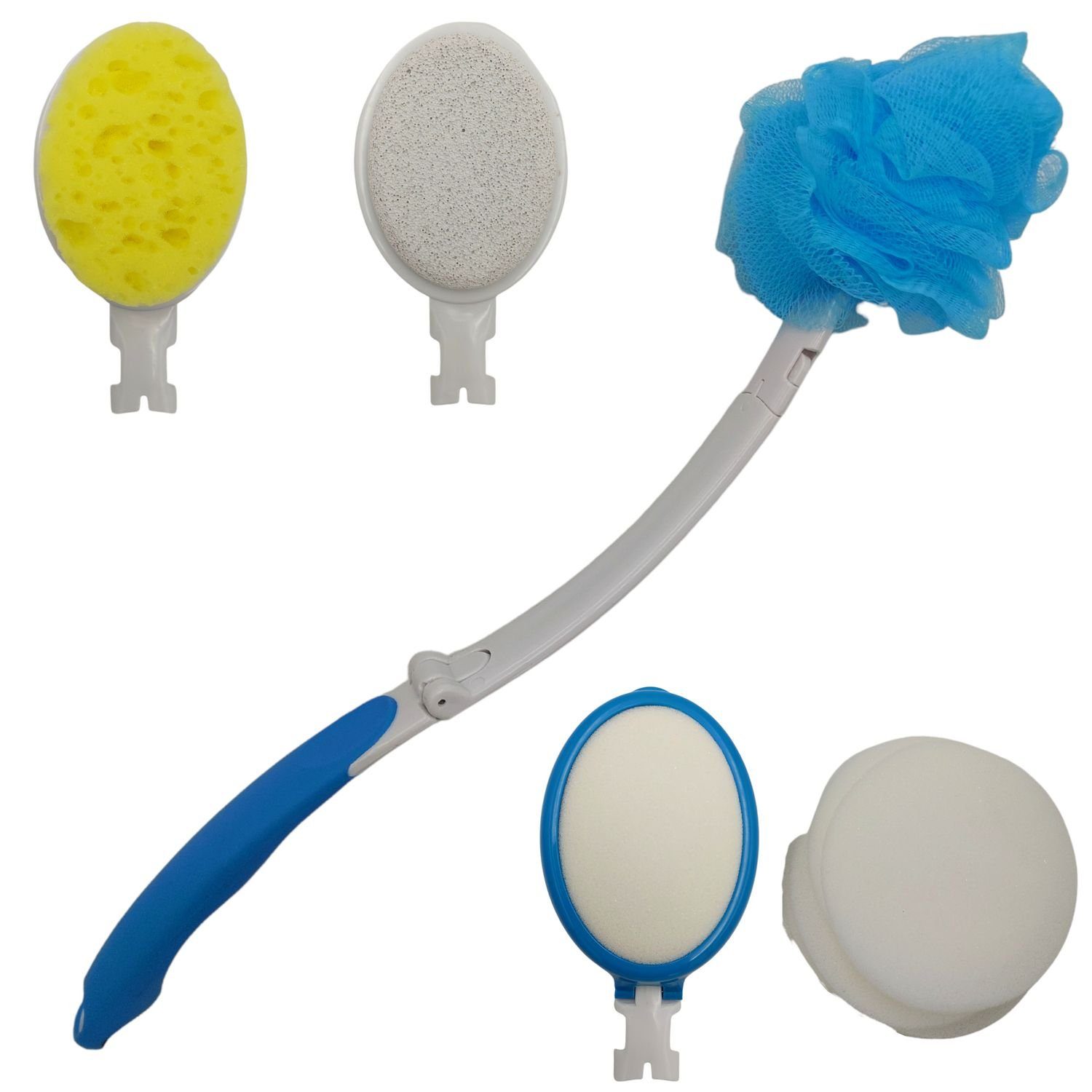 BURI Badebürste Waschhilfe Set 15tlg. Badebürste Duschbürste Rückenbürste langer Stiel