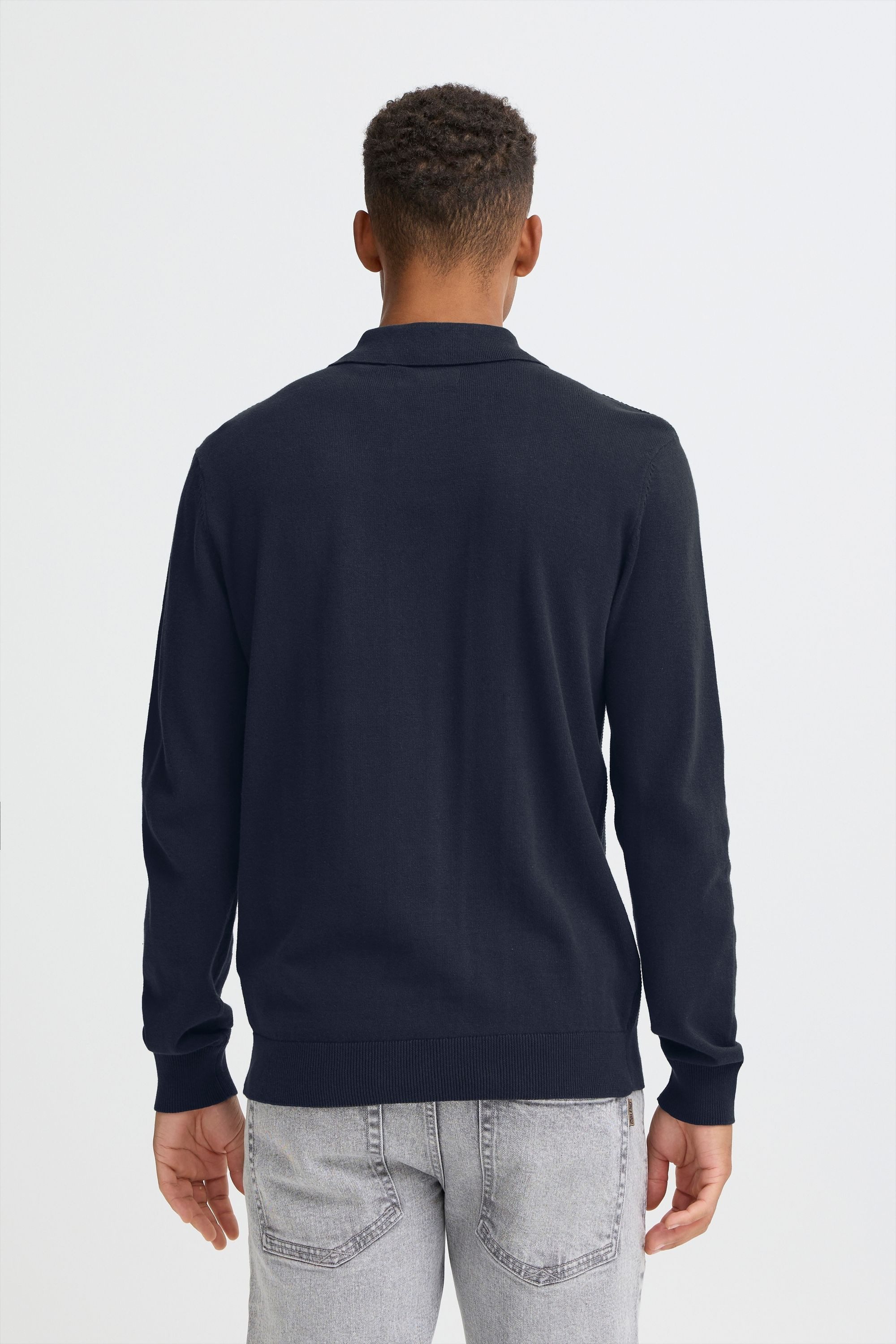 Blend Kurzarmshirt BHBaron (1-tlg) Eleganter Feinstrick-Pullover mit Polo-Kragen und Knopfleiste