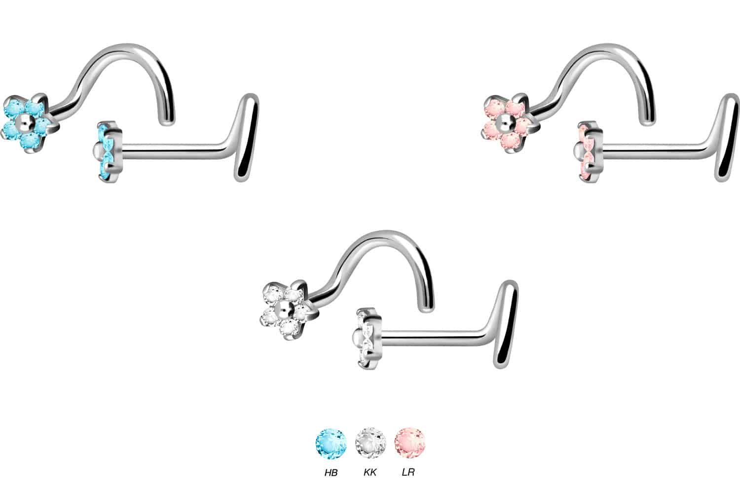 PIERCINGLINE Nasenpiercing Titan Nasenstecker Spirale KRISTALLBLUME (Nasens günstig online kaufen