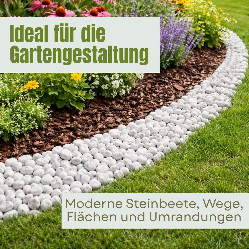 GarPet Kieselsteine Kieselsteine Garten Zierkies Weiß 25 kg Aquarium Kies Carrara Marmor – Bild 4 von 5