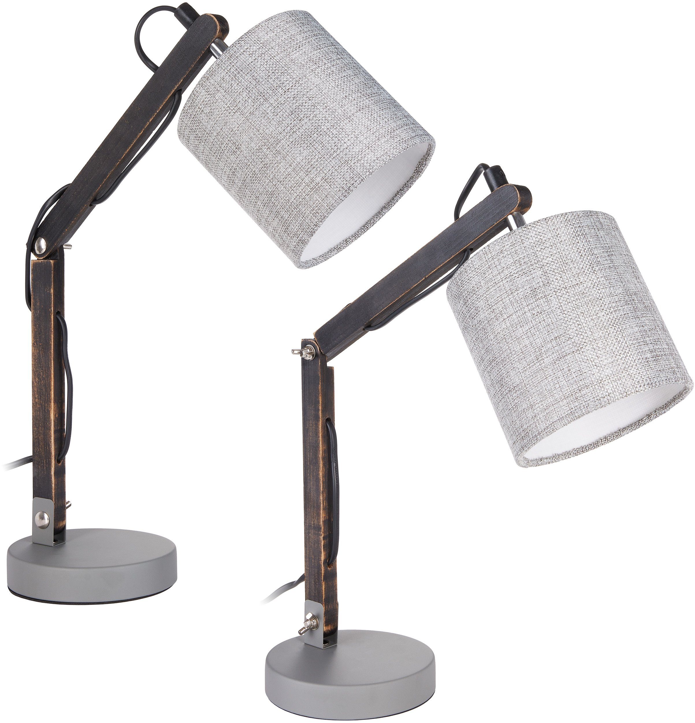 BRUBAKER Schreibtischlampe 2er Set verstellbare Leselampen, ohne Leuchtmittel, Tischleuchte bis 52 cm Höhe, Tischlampe Nachttischlampe