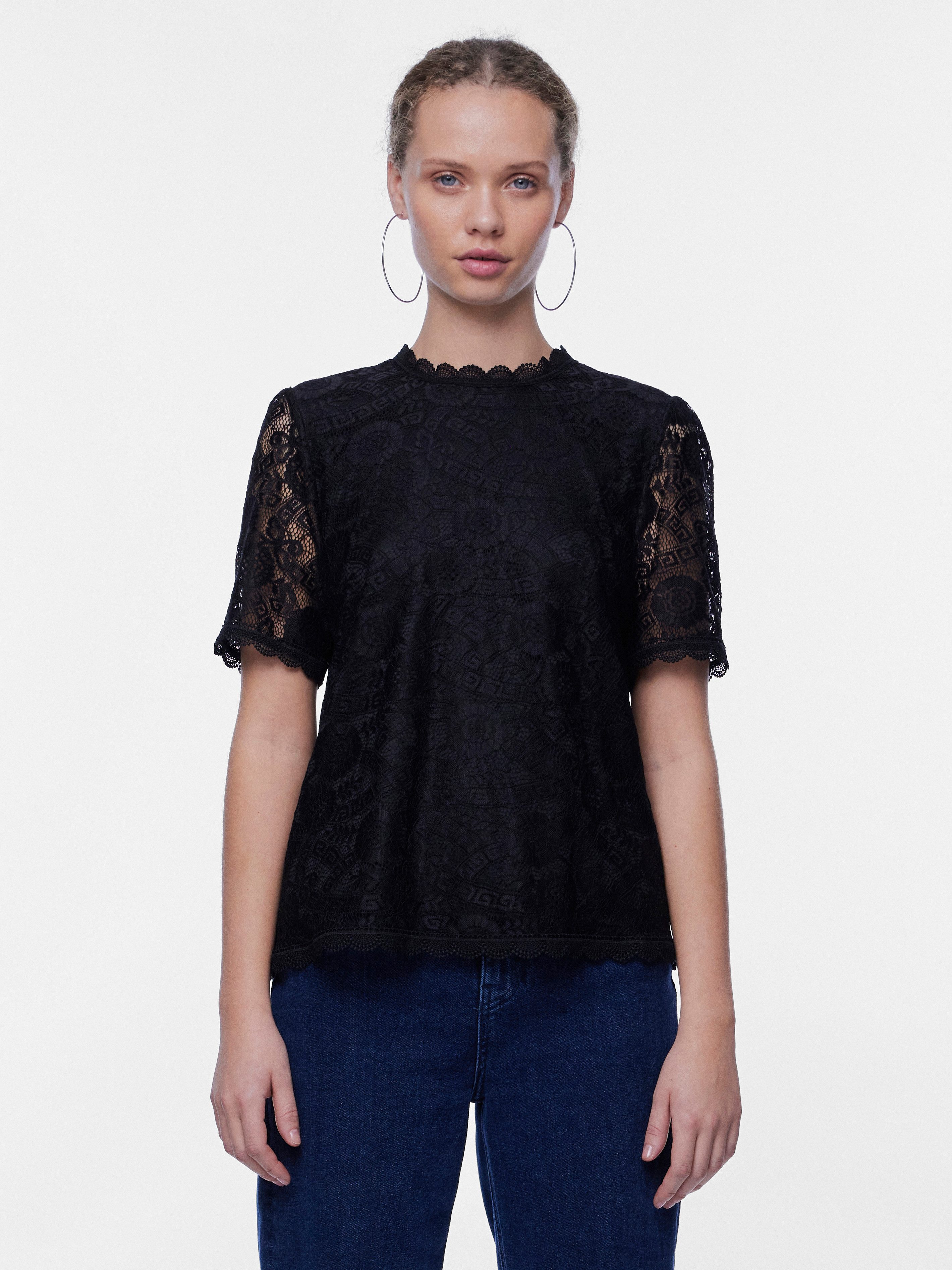 Spitzenshirt PCOLLINE SS LACE TOP WVN NOOS