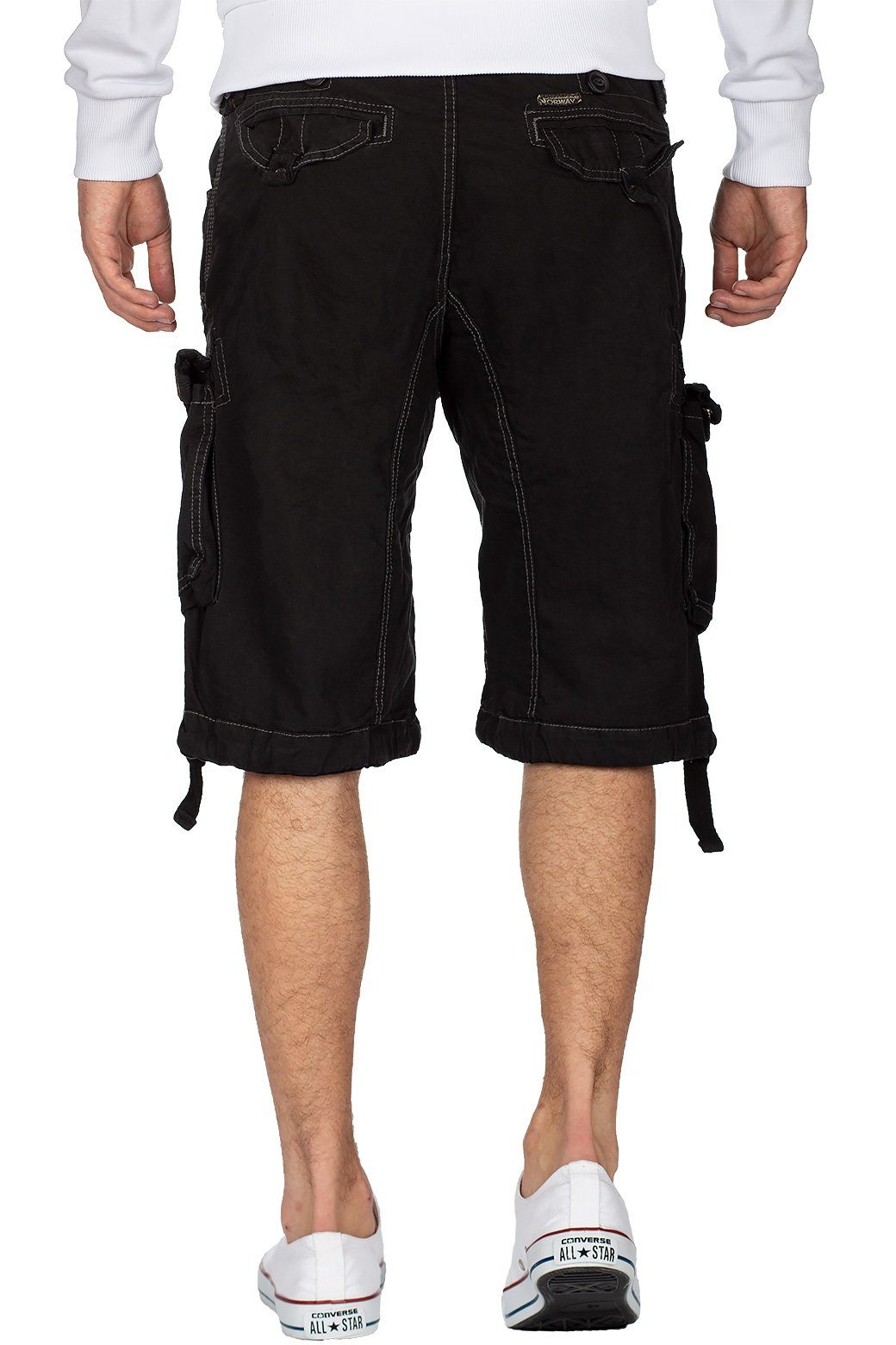 Cargoshorts Basic Herren Norway schwarz Gürtel (1-tlg) mit Geographical bapanoramique kurze Hose