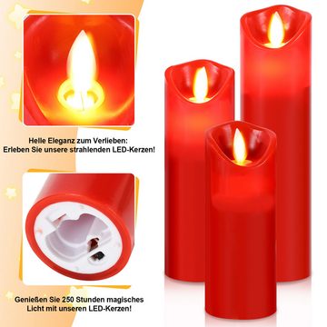Randaco LED-Kerze 5X LED Kerzen Timer Echtwachs flackernde Flamme Fernbedienung (5-tlg., mit Fernbedienung Timer), Φ 5,3cm x H. 13 / 14 / 16 / 18 / 20 cm