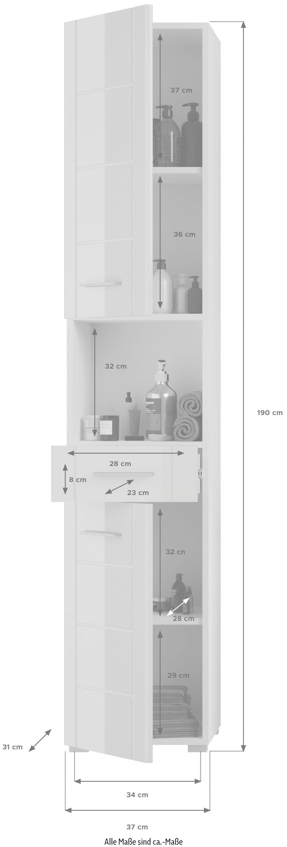 Hochschrank welltime Neapel Hochglanzfront mit