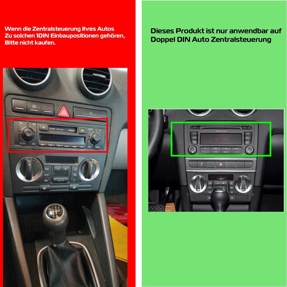ESSGOO Für AUDI A3 8P 2003-2012 Android 14 Autoradio Autoradio (RDS, 4+64GB optional, Digitalradio (DAB), FM, AM, Apple Carplay Android Auto GPS Navi WIFI BT EQ SWC)