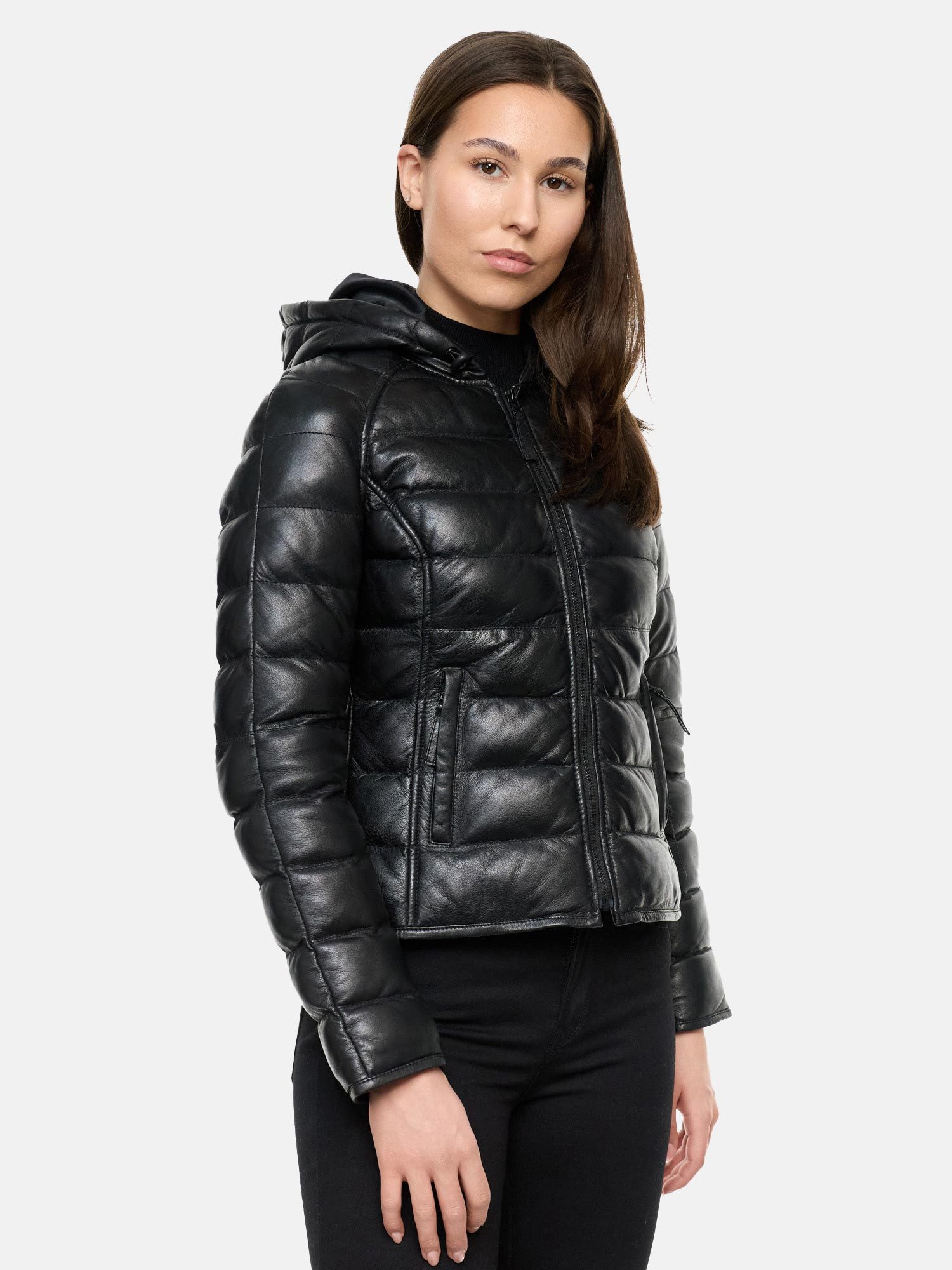Tazzio Lederjacke F510 im Stepp-Look mit Kapuze – Bild 5 von 5