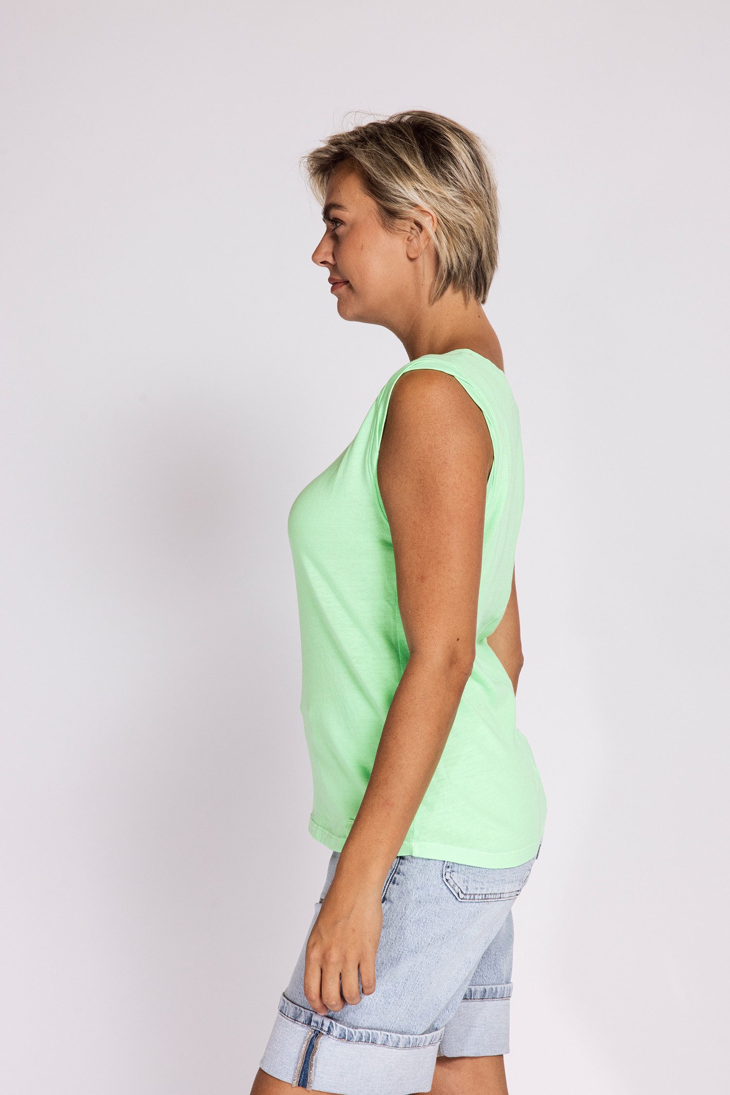 Zhrill Shirttop ASHI Tank Top normale Passform, ärmellos, aus Baumwolle, hüftbedeckende Länge