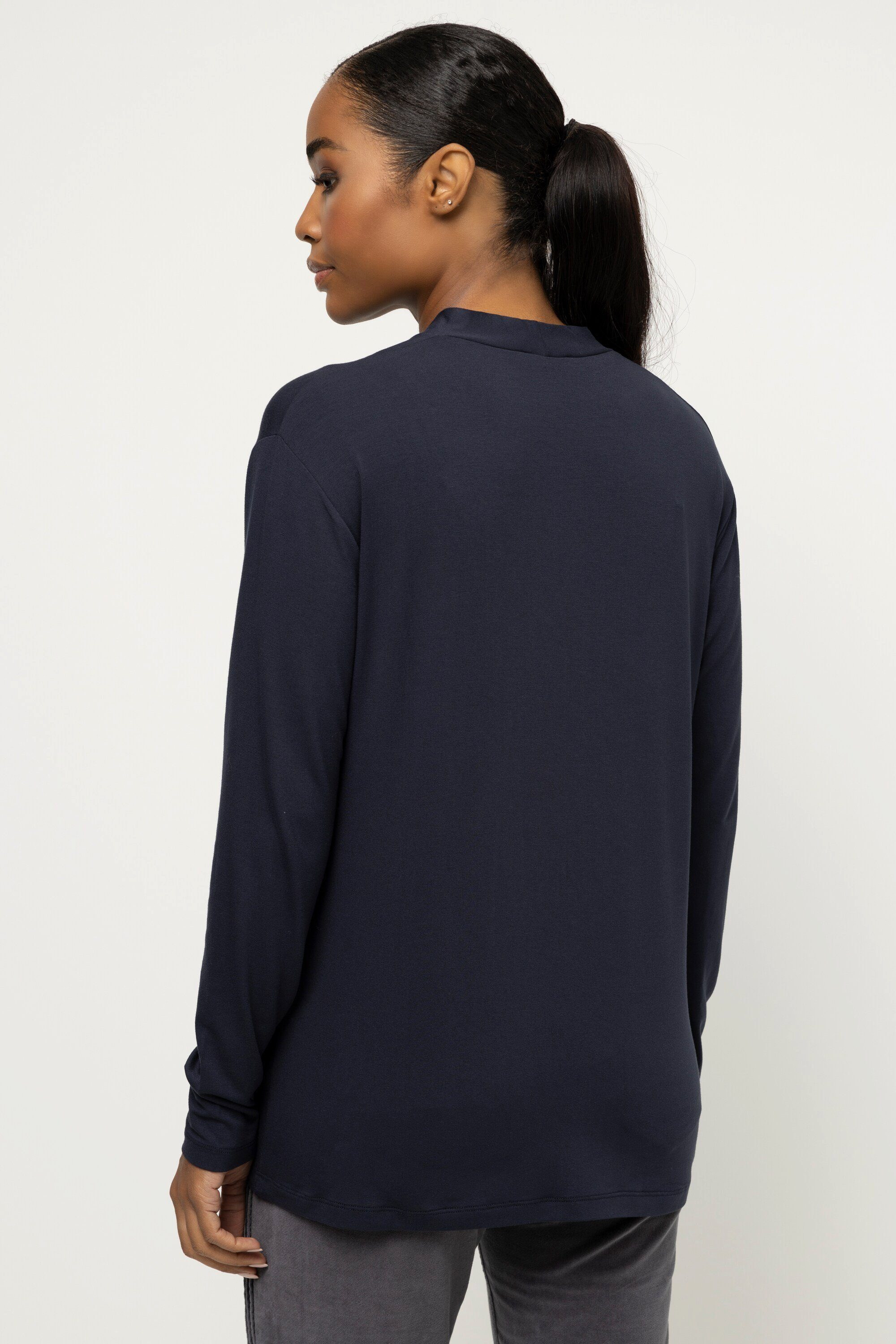 Gina Laura Longsleeve Shirt Oversized V-Ausschnitt Langarm dunkelblau