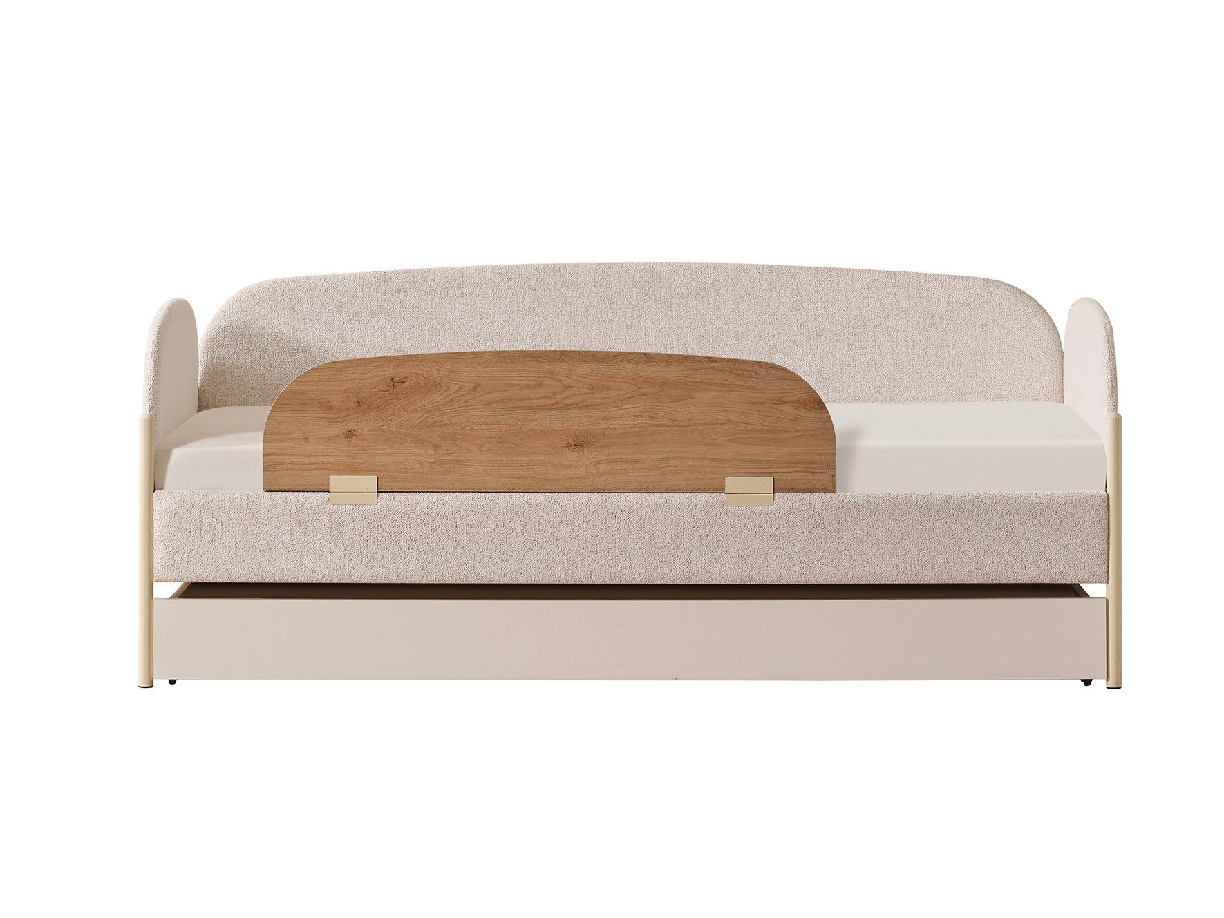 Möbel-Zeit Polsterbett LOUIS – Cremeweiß – Inkl. Bettkasten & Absturzsicherung – 90x200 cm