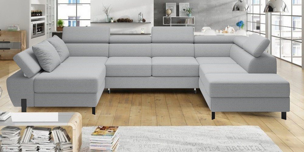 Stylefy Wohnlandschaft Molinardi XL, Sofa, oder rechts Bettfunktion mit mane Design bestellbar, Bettkasten, Modern links U-Form, und Relaxfunktion