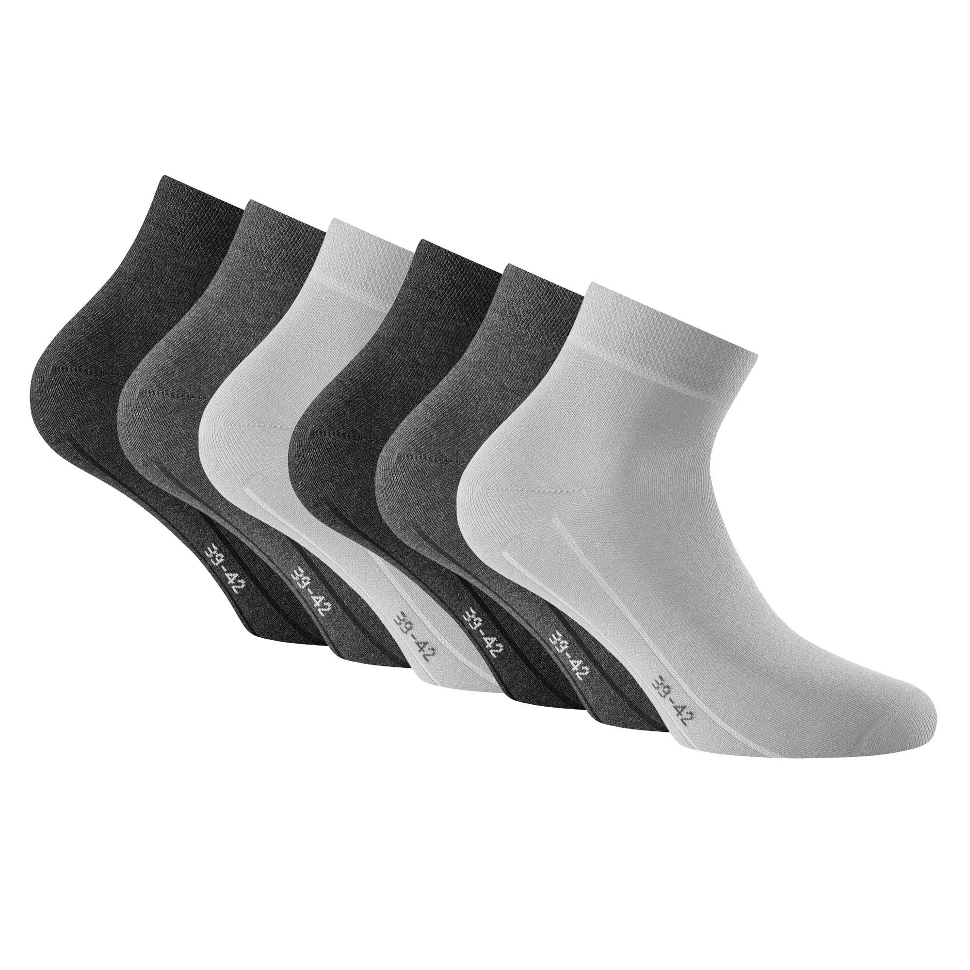 Rohner Socks Sneakersocken Unisex Quarter Socken, 6er Pack - Sneaker Plus Grau